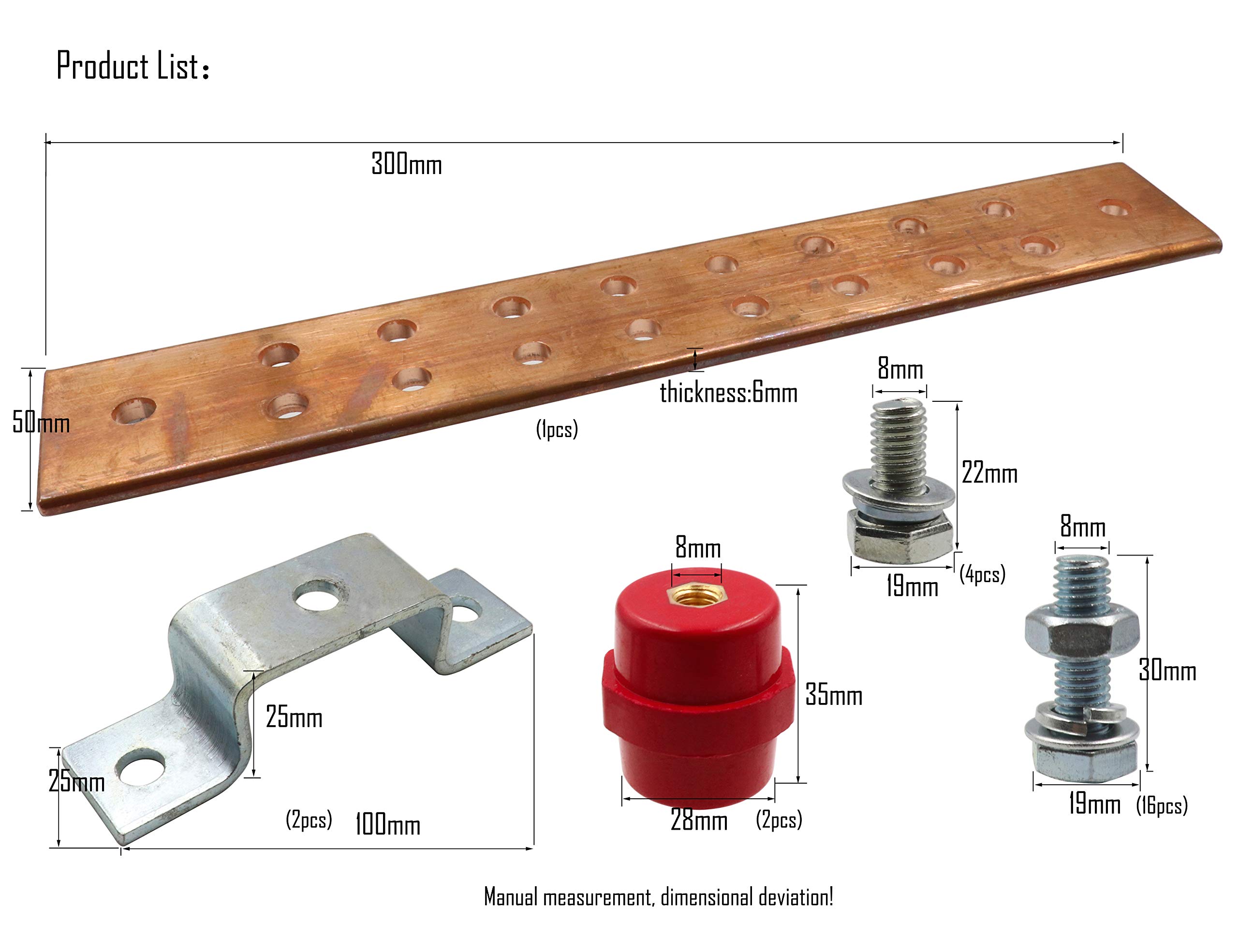 16-Terminal Copper Grounding Bus Bar Kit - 24