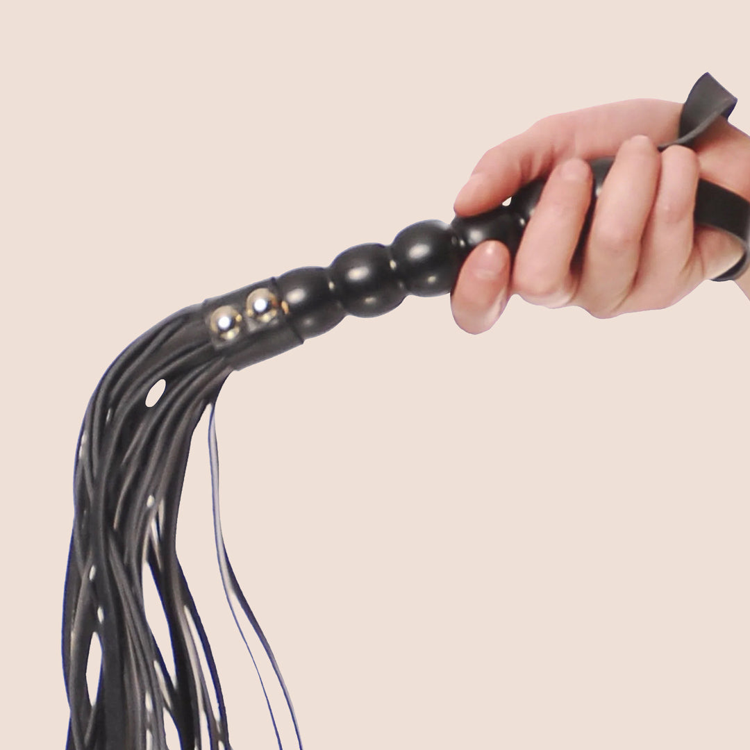 Handmade Beaded Cat o Nine Tails Whip - Premium Leather BDSM Toy for Sensation Play, Spanking & Role Play | Perfect for Couples & Adult Play