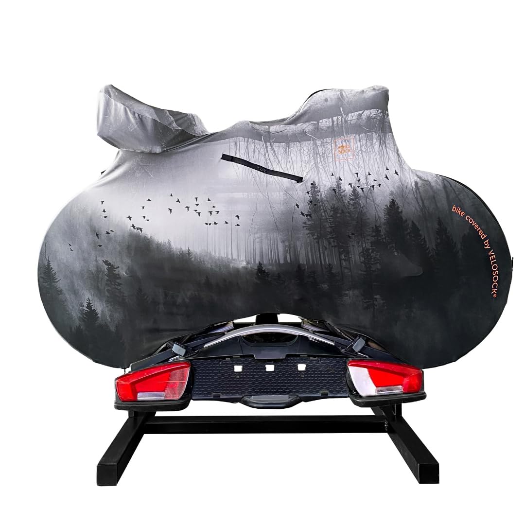 Velo Sock Full Bike Cover for Indoor Storage & Transport - Dirt Proof Stretchable Zippered Bicycle Protection Cover (Mystic Forest, Road Bike Size) | Perfect for Home, Garage & Travel Use