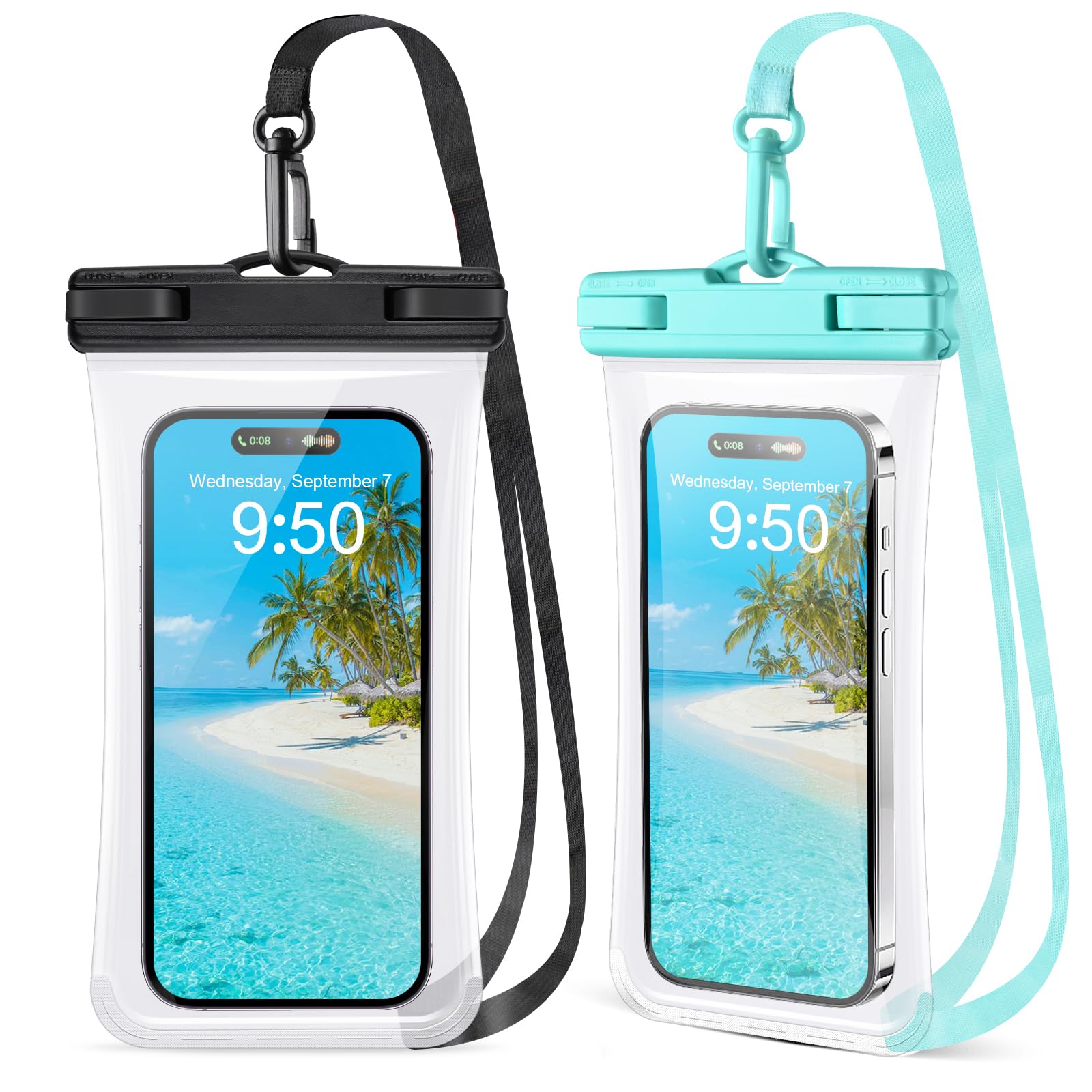 2 Pack Waterproof Phone Pouch for iPhone 15 14 13 Pro Max & Galaxy Pixel (Up to 7.2