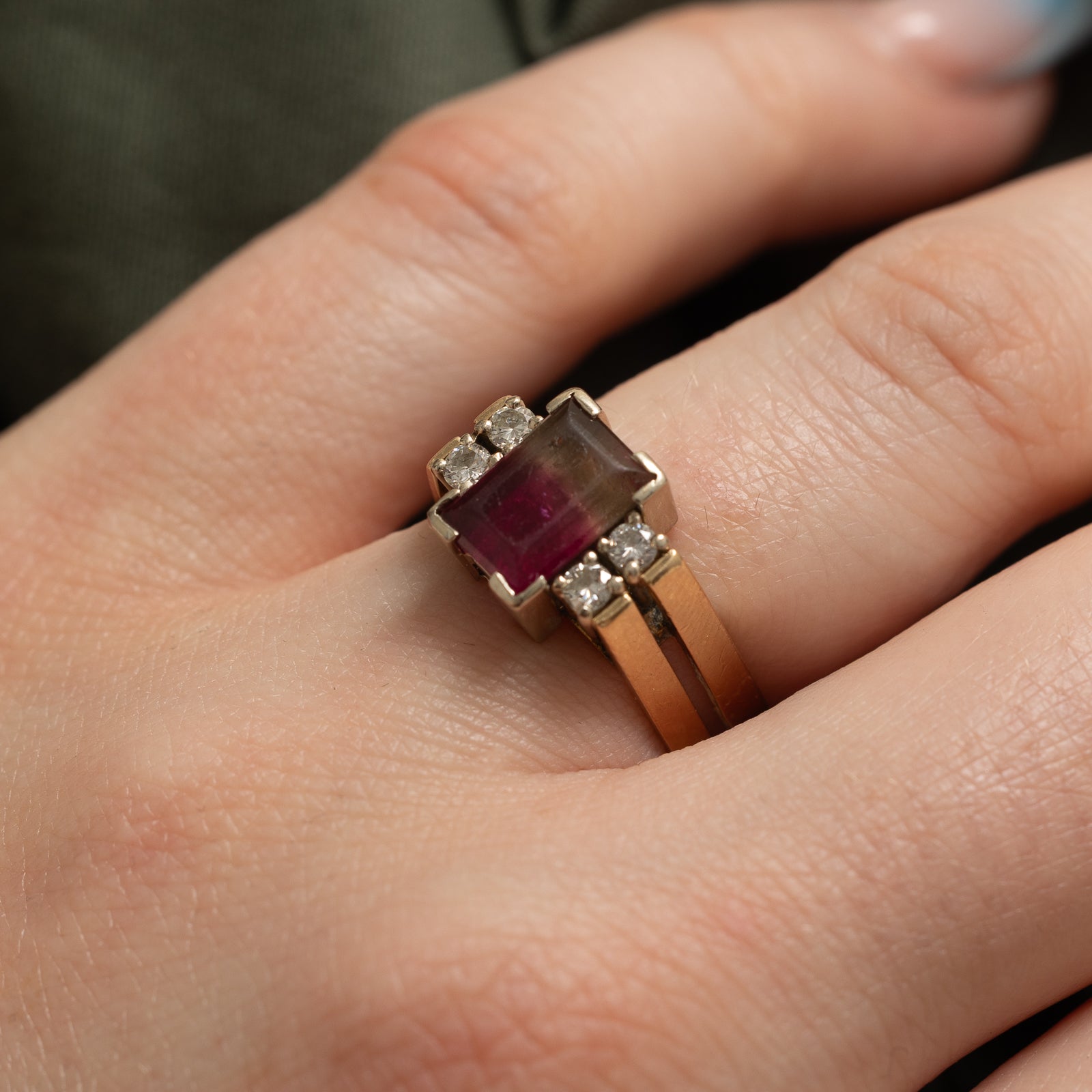 2.00ct Tourmaline & 0.18ct Diamond Ring - Size 4.75 - Elegant Jewelry for Weddings, Anniversaries & Special Occasions