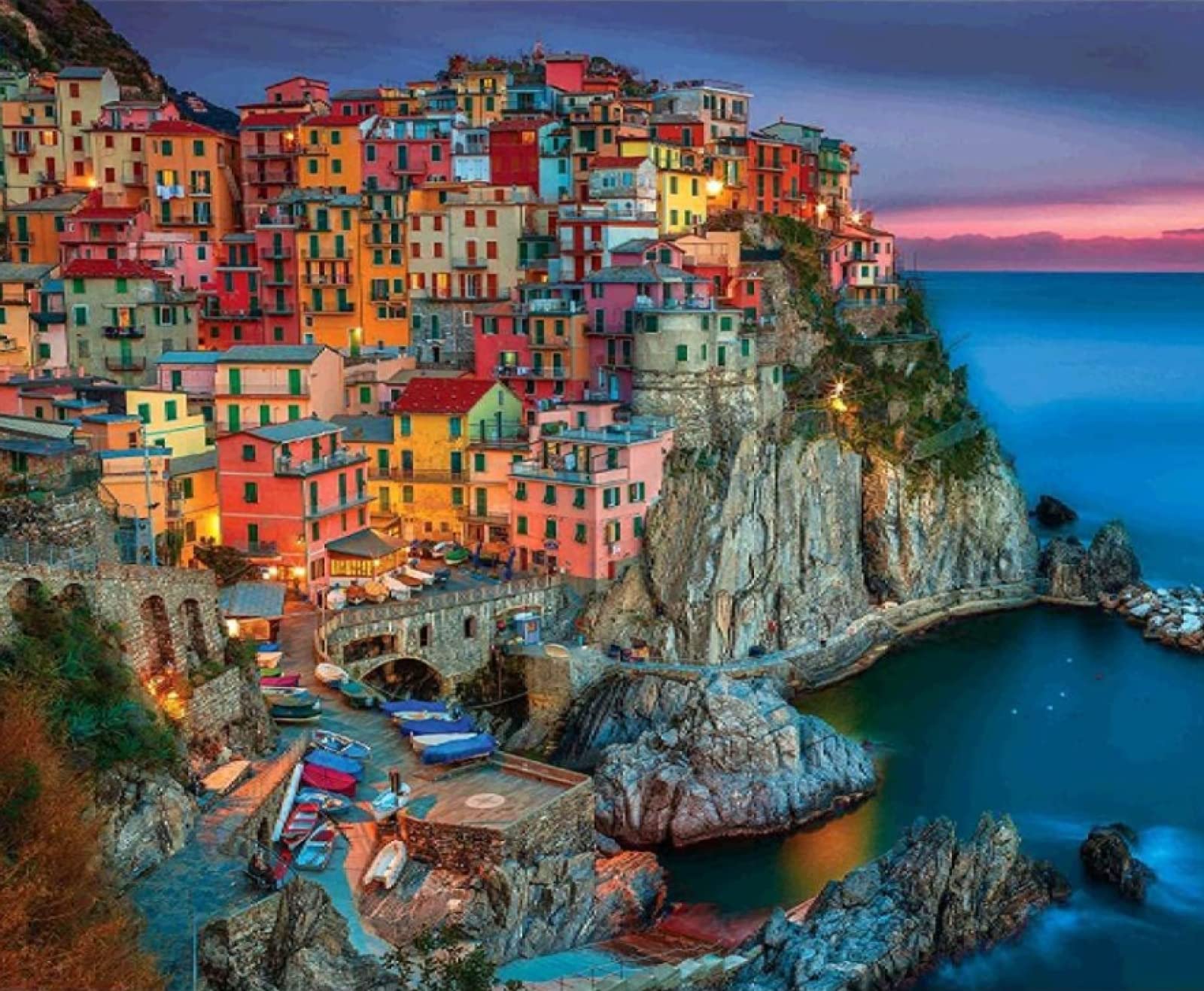 5D Diamond Painting Kits for Adults & Kids - Cinque Terre Italy Landscape Full Drill Round Diamond Art - 15.7x19.7 Inch DIY Home Wall Decor - Perfect for Living Room, Bedroom & Gift Giving