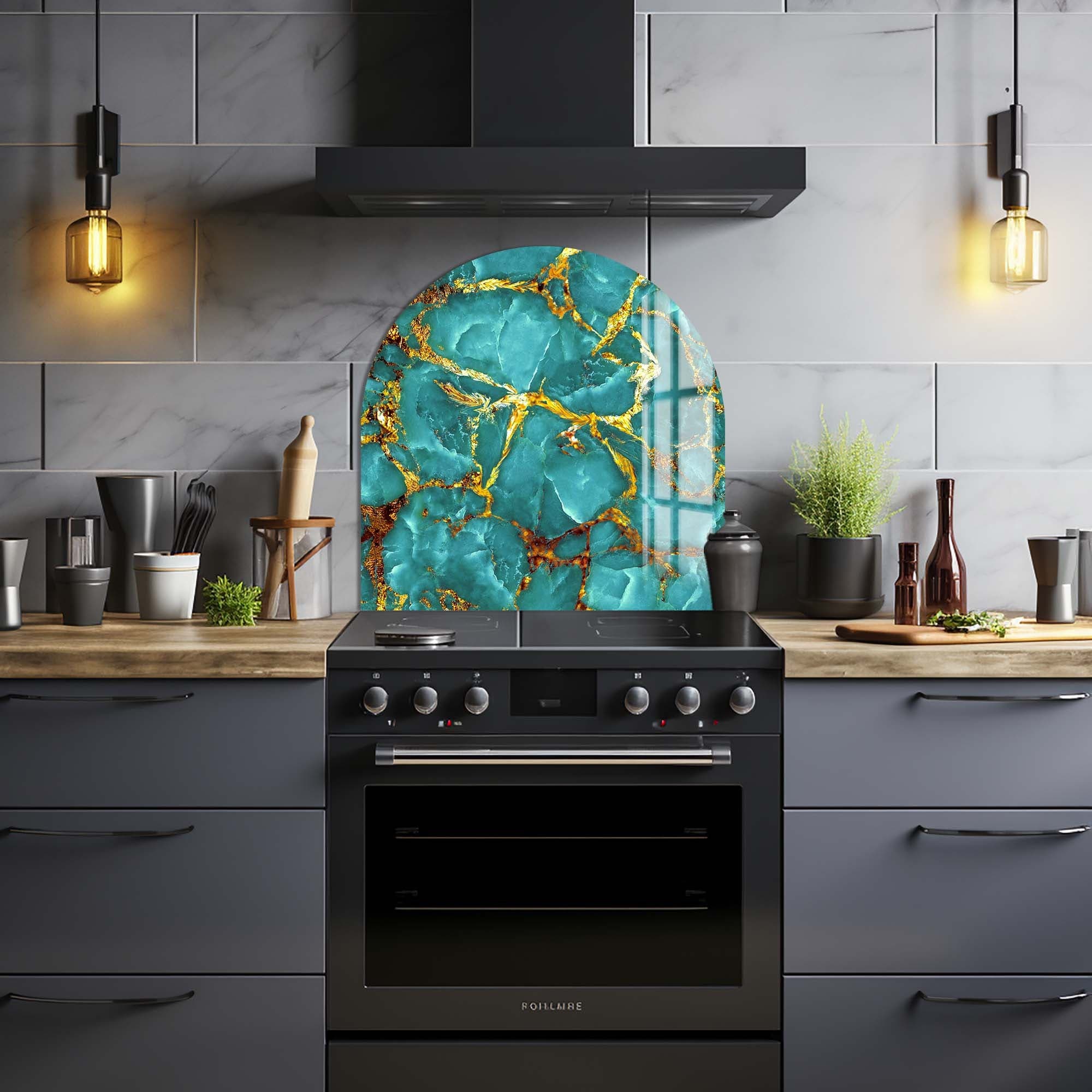 Sea Green Marble Glass Splashback - Elegant Kitchen Backsplash for Modern Homes | Perfect for Kitchens, Bathrooms & Commercial Spaces