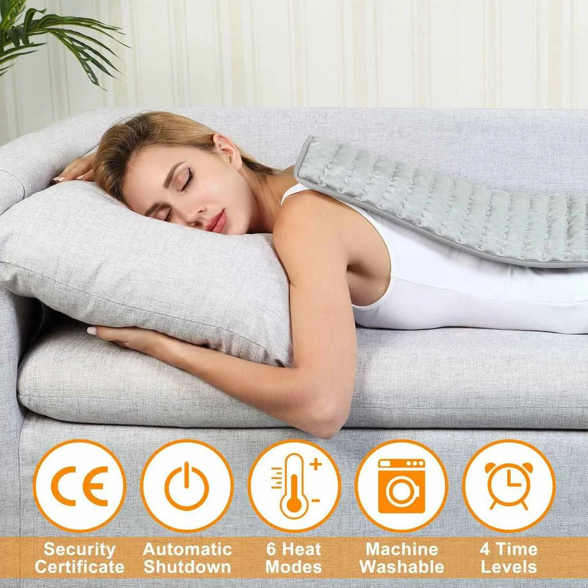 Electric Heating Pad for Back Pain Relief - Fast Heating & Adjustable Temperature - Perfect for Home, Office & Travel Use