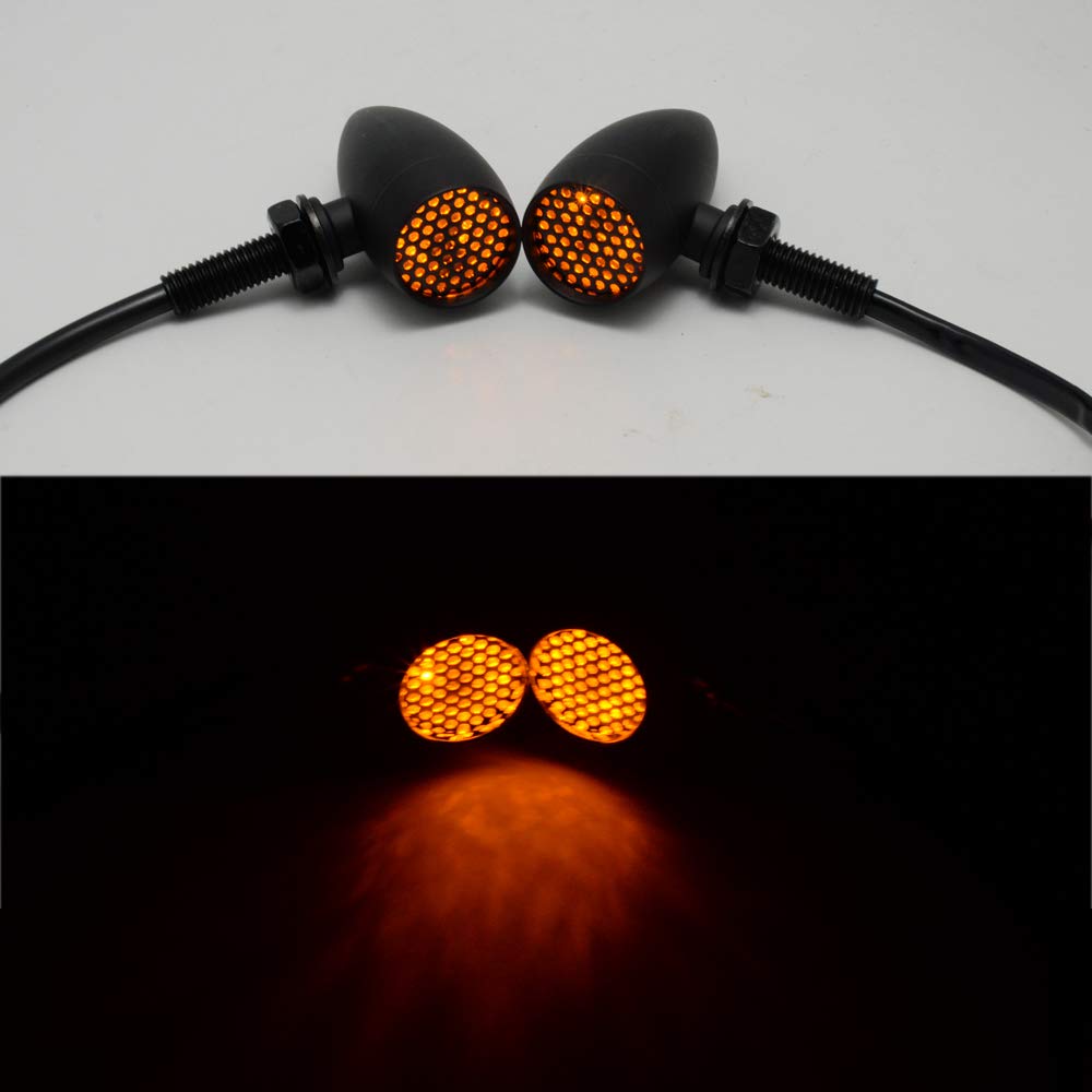 Harley Motorcycle LED Turn Signal Blinker Grill Lens - Amber & Black Mini Brake Light Lamp for Improved Safety | Perfect for Night Riding & Custom Bike Upgrades