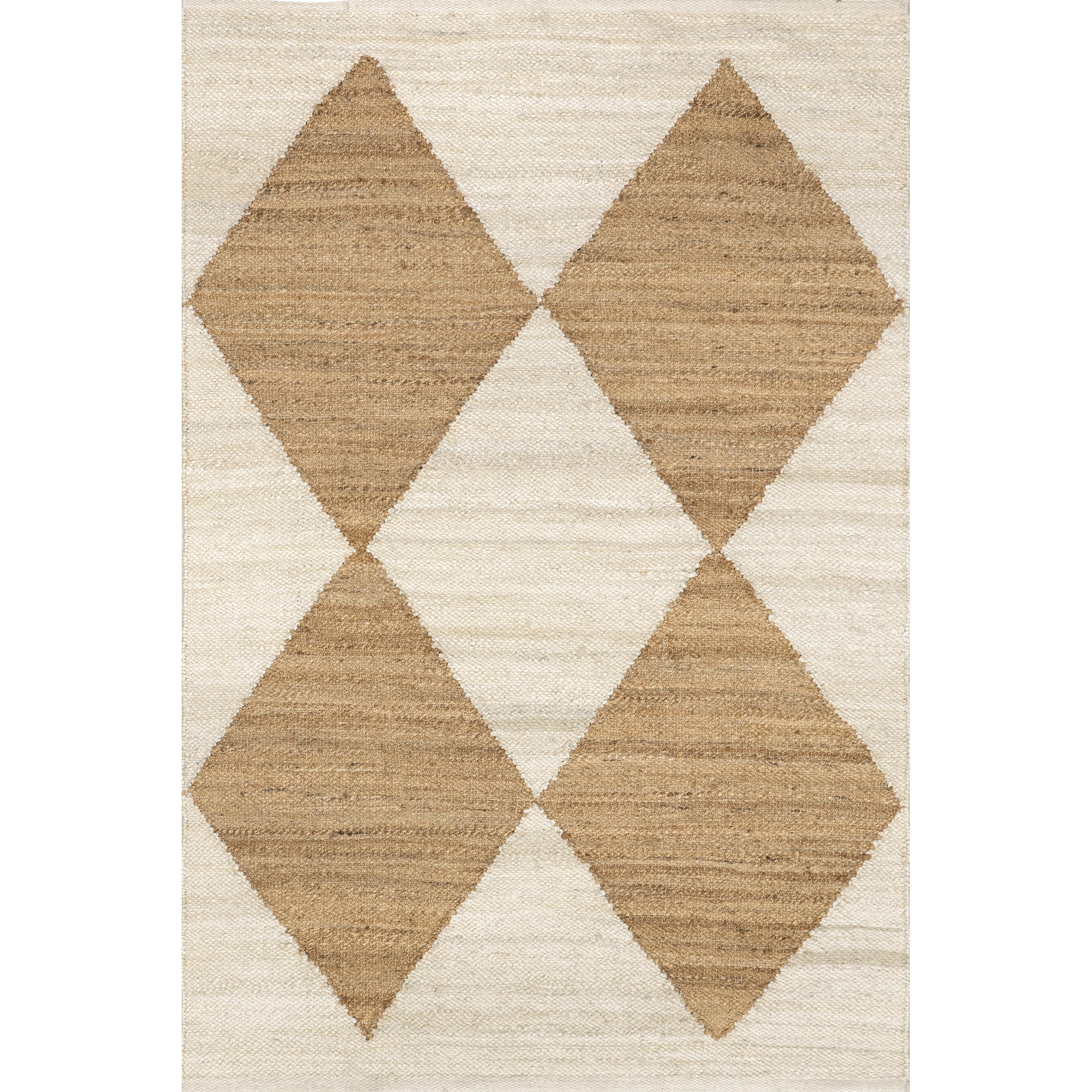 nuLOOM Pandora Diamond Jute Area Rug 5'x8' - Natural Ivory Handwoven Jute Rug for Dining Room, Living Room & Kitchen | Eco-Friendly Neutral Floor Covering for Home Decor