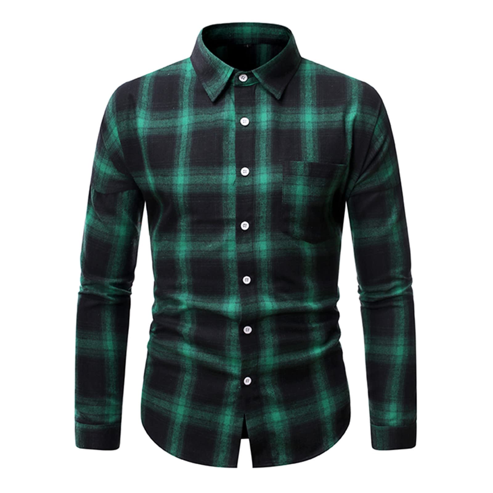 FIN86 Men's Long Sleeve Plaid Shirt Jacket - Oversize Casual Cardigan for Spring & Autumn | Trendy Layering Piece for Outdoor Activities, Work & Date Nights