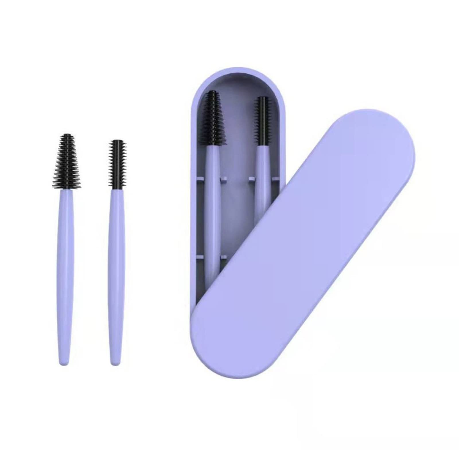 Silicone Eyelash & Eyebrow Brush Set with Case - Reusable for Mascara & Spa Cleansing