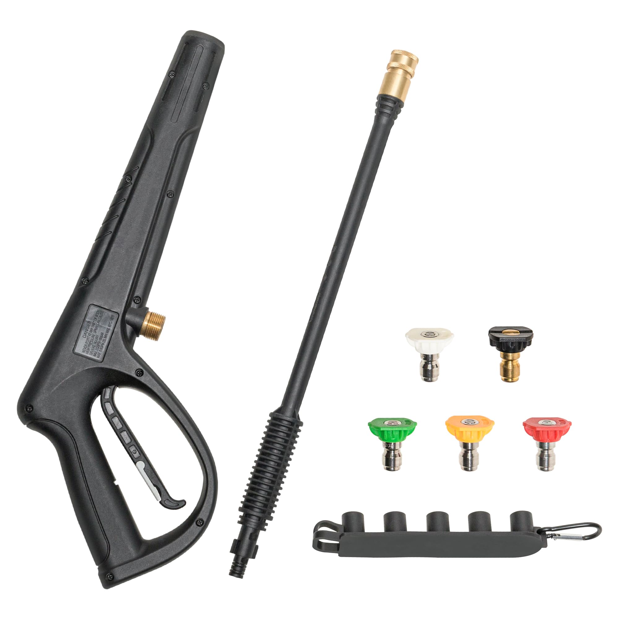 WXNANY High-Pressure Washer Gun - 2600PSI 6GPM Power Spray Nozzle with 5 Nozzle Tips & Holder, M22-15mm Thread Fitting for Car Washing, Home Cleaning, and Outdoor Use