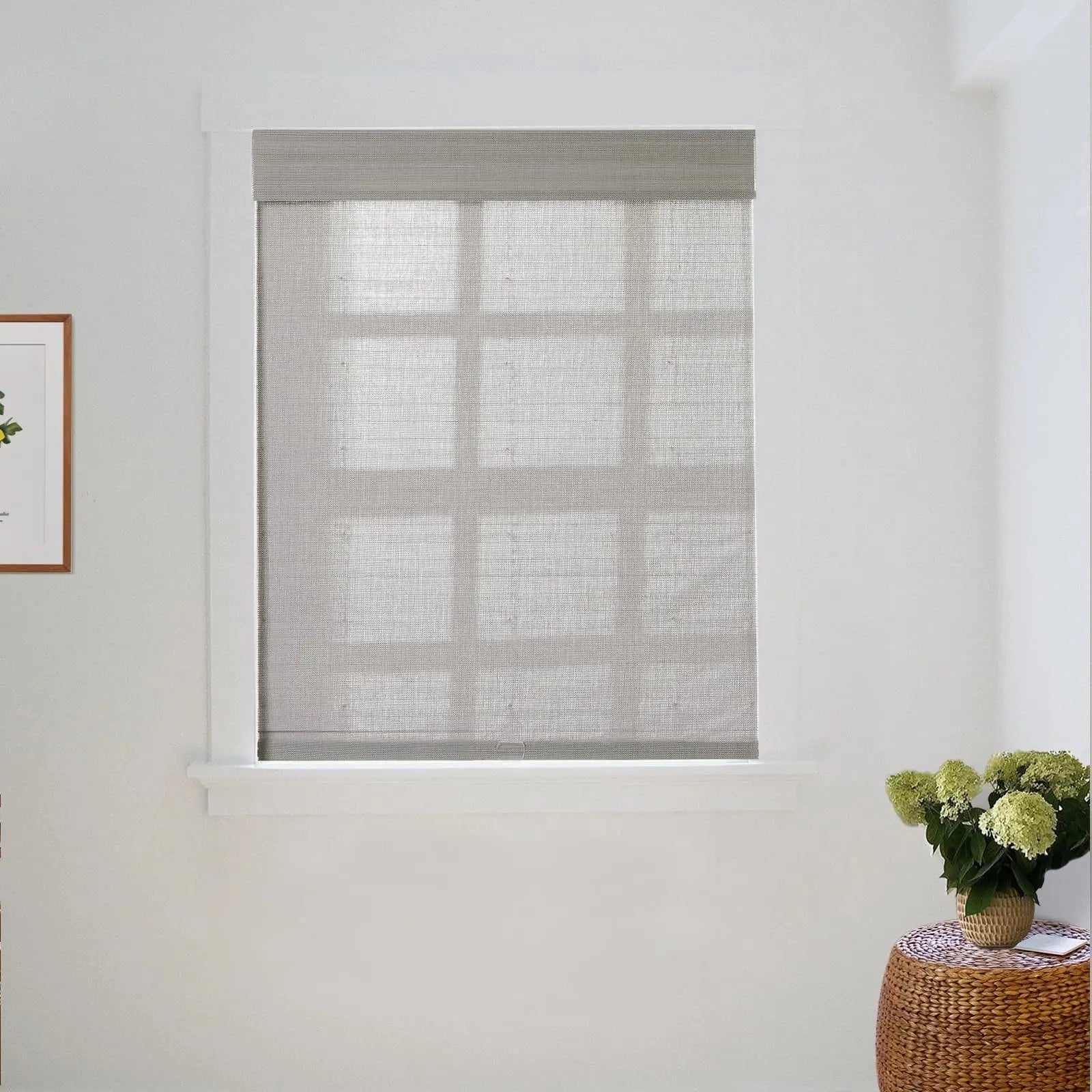 Natural Woven Bamboo Window Shade - Slate Color | Eco-Friendly Roller Blind for Privacy & Sun Protection | Perfect for Living Room, Bedroom & Patio