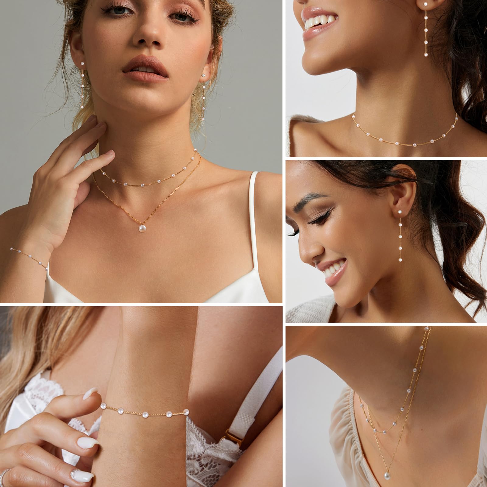 14K Gold Pearl Jewelry Set for Women - Wedding Gift for Brides