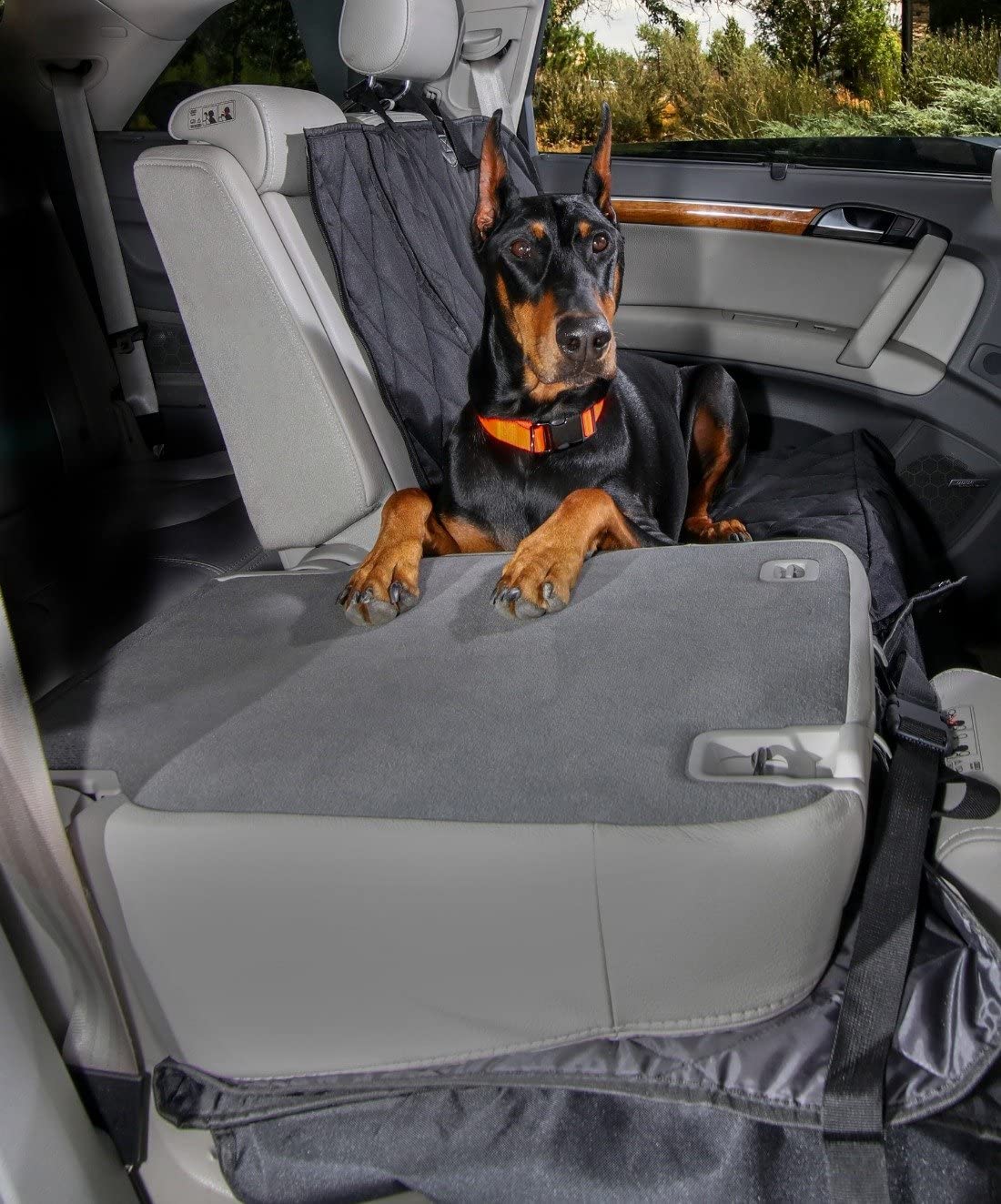 4Knines Heavy Duty Waterproof Dog Seat Cover for Cars, Trucks & SUVs - XL Black Non-Slip Back Seat Protector Fits 60/40 Split Bench with Middle Seat Belt | Perfect for Pet Travel, Outdoor Adventures & Daily Commutes