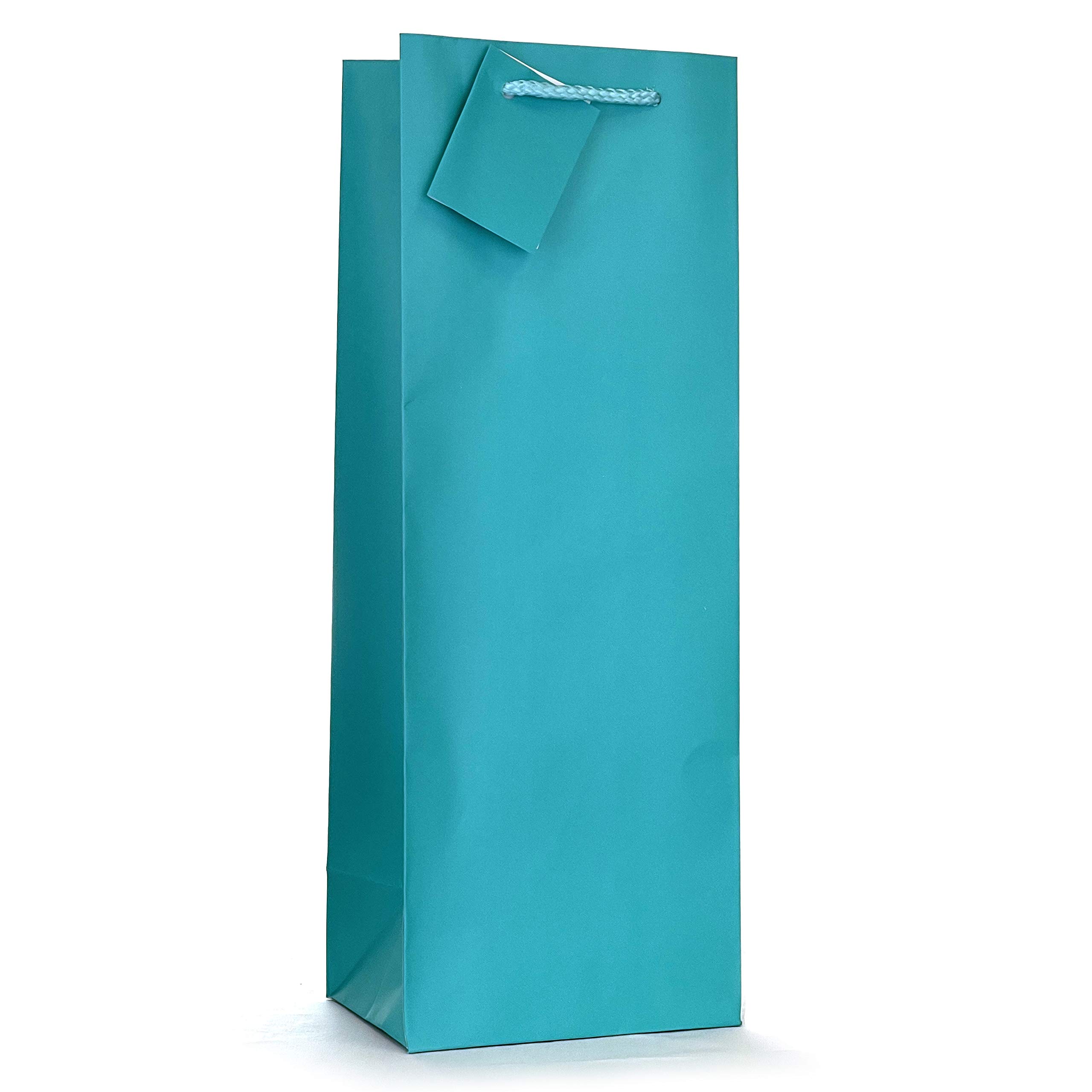 Allgala 12 Pack 14x5x4 Inch Turquoise Wine Bottle Gift Bags with Handles - Perfect for Birthday Parties, Weddings, Baby Showers, Christmas & Holiday Celebrations - Elegant Party Supplies for Gifting & Decorations