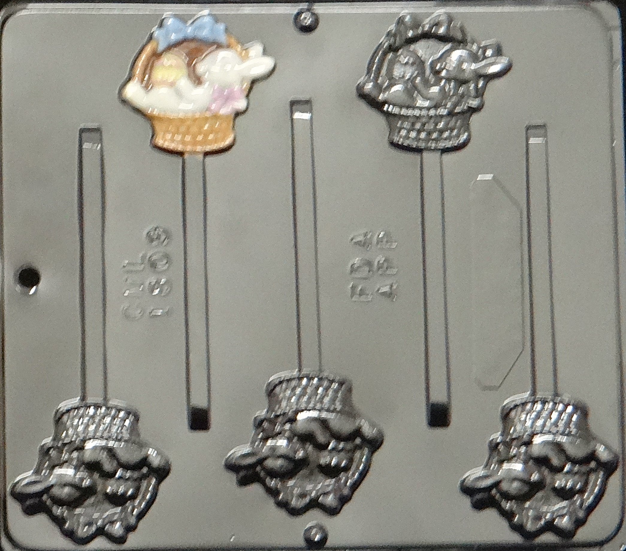 Easter Bunny in Basket Lollipop Chocolate Candy Mold - DIY Holiday Treats for Easter Basket, Party Favors, and Spring Celebrations