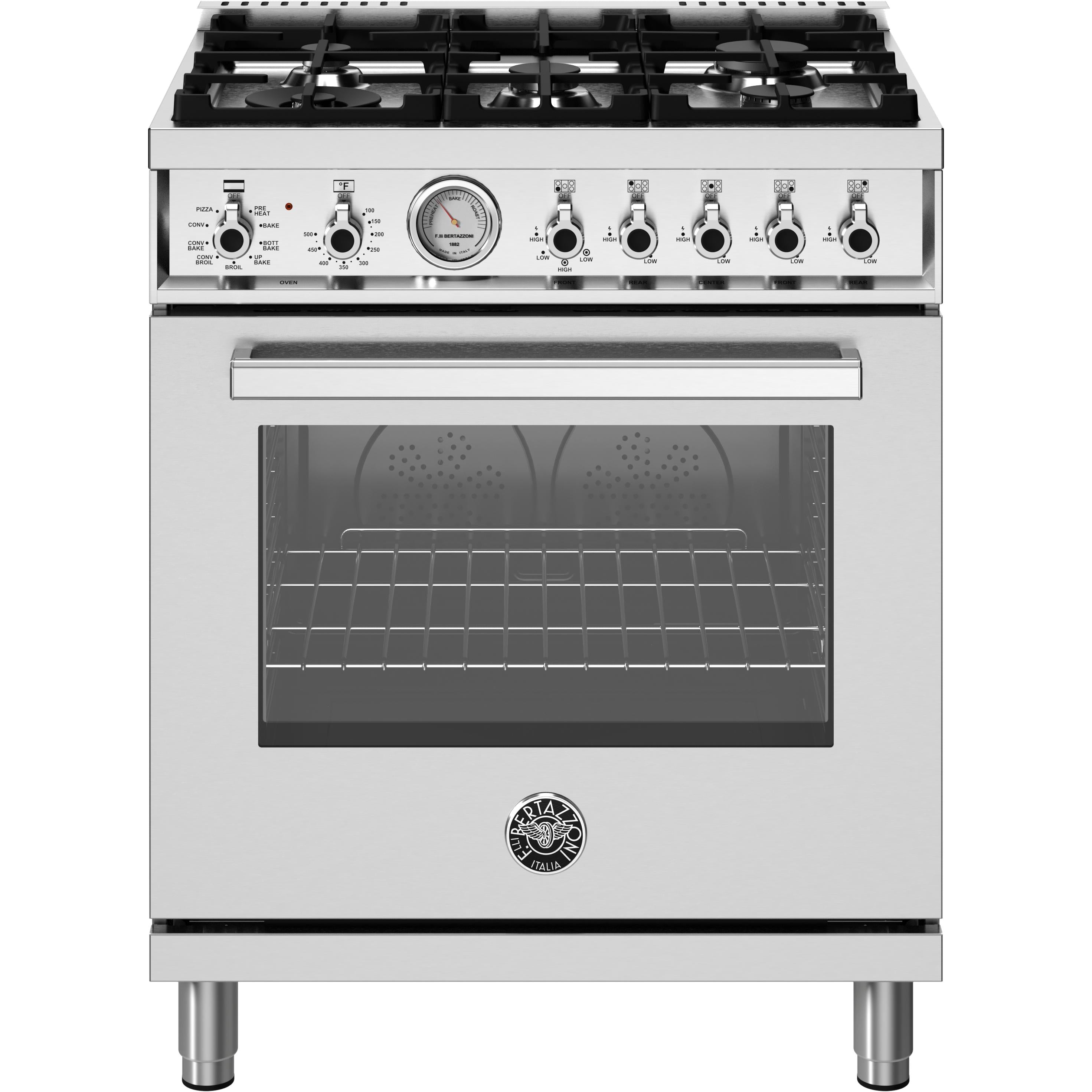 Bertazzoni PRO305DFMXV 30-Inch Freestanding Dual Fuel Range - Professional Gas & Electric Oven for Home Chefs & Cooking Enthusiasts - Perfect for Gourmet Kitchens & Modern Homes