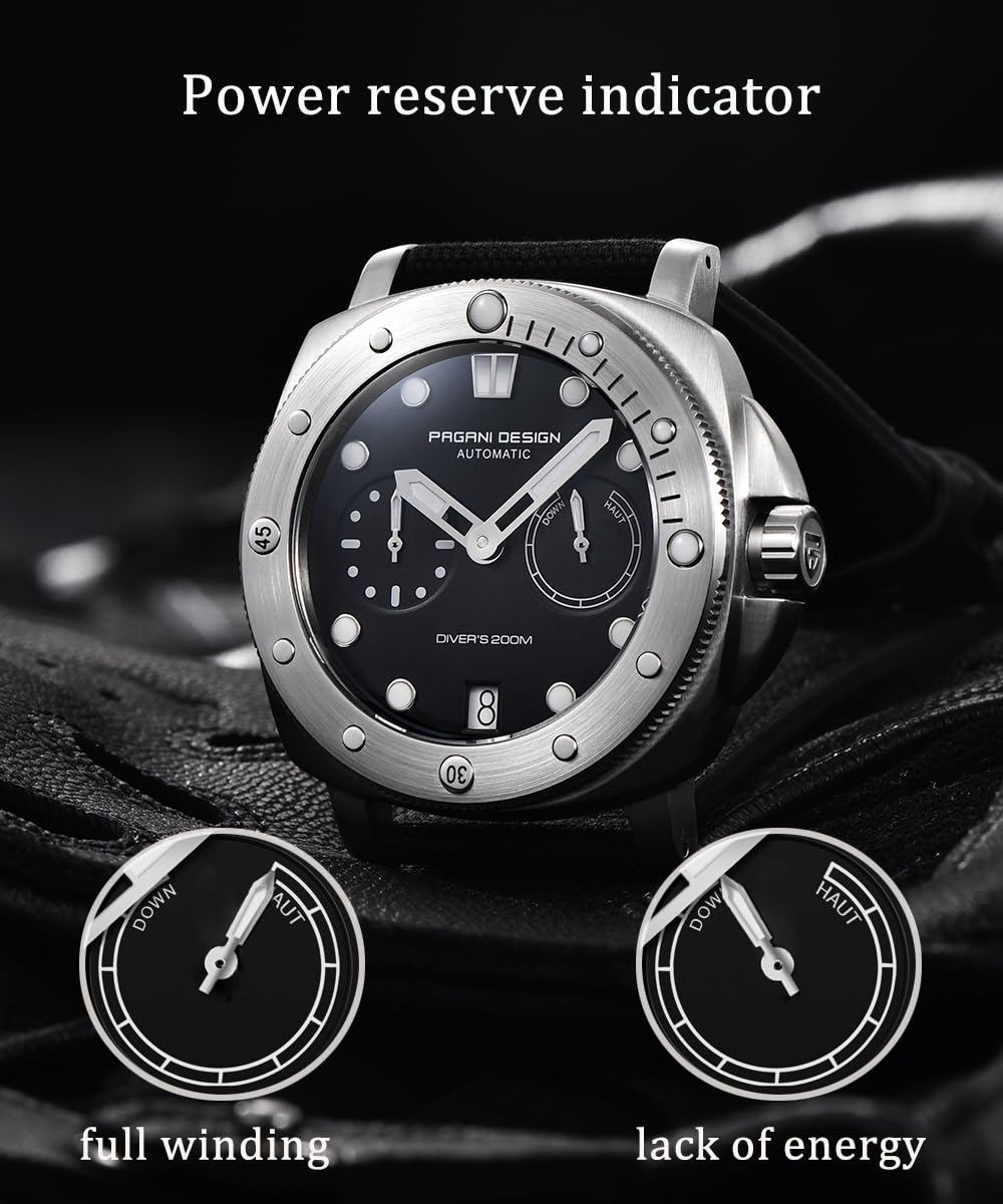 Pagani Design Men's Automatic Mechanical Watch - 200M Waterproof, Sapphire Crystal, Nylon Strap - Sporty Casual Wristwatch for Diving, Swimming & Everyday Wear