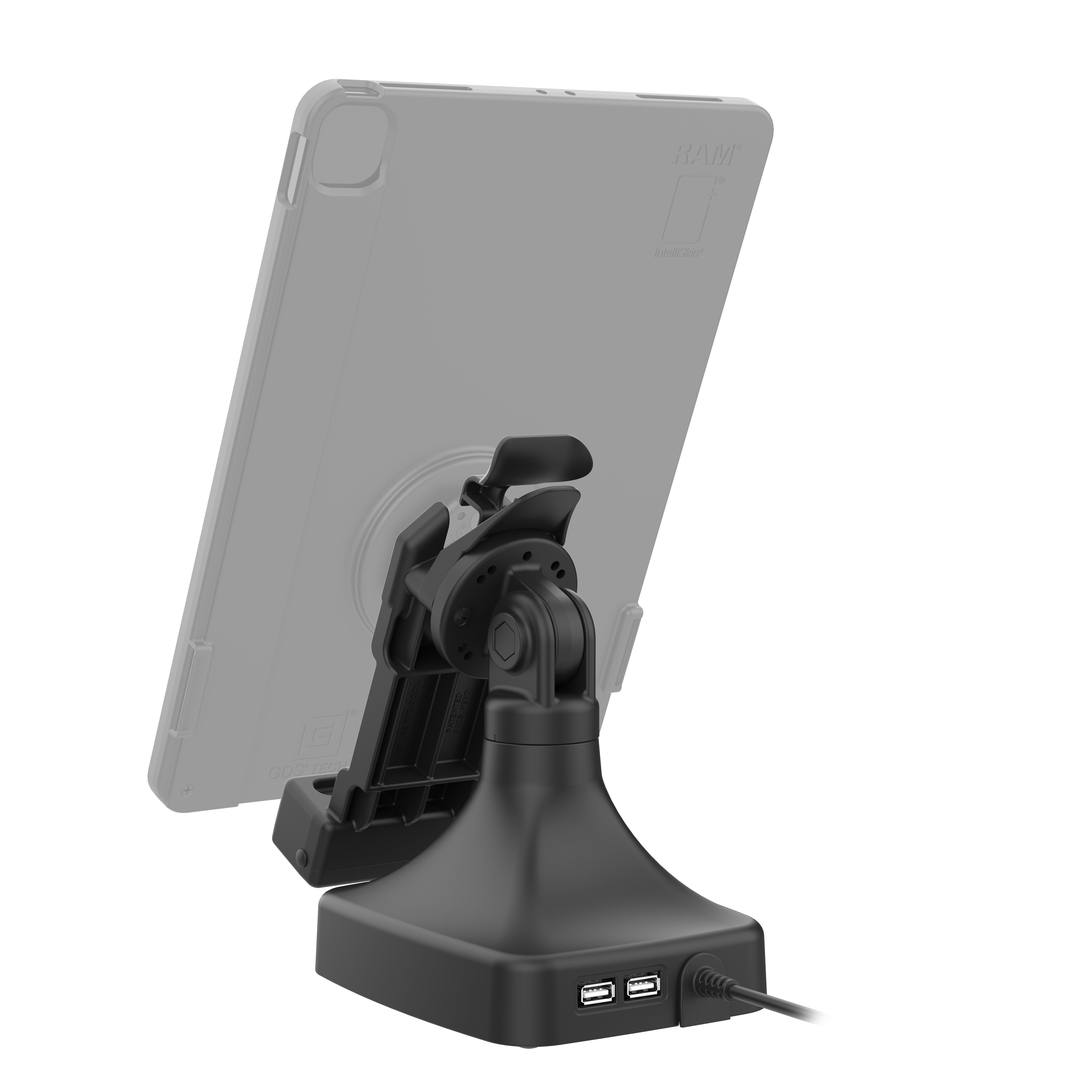 GDS® Uni Conn™ Tilt & Swivel Dock with PoE + Data (RAM GDS DOCK D14 U1E 2A) - Universal Mounting Solution for Security Cameras & Network Devices - Perfect for Office, Home & Outdoor Surveillance Systems