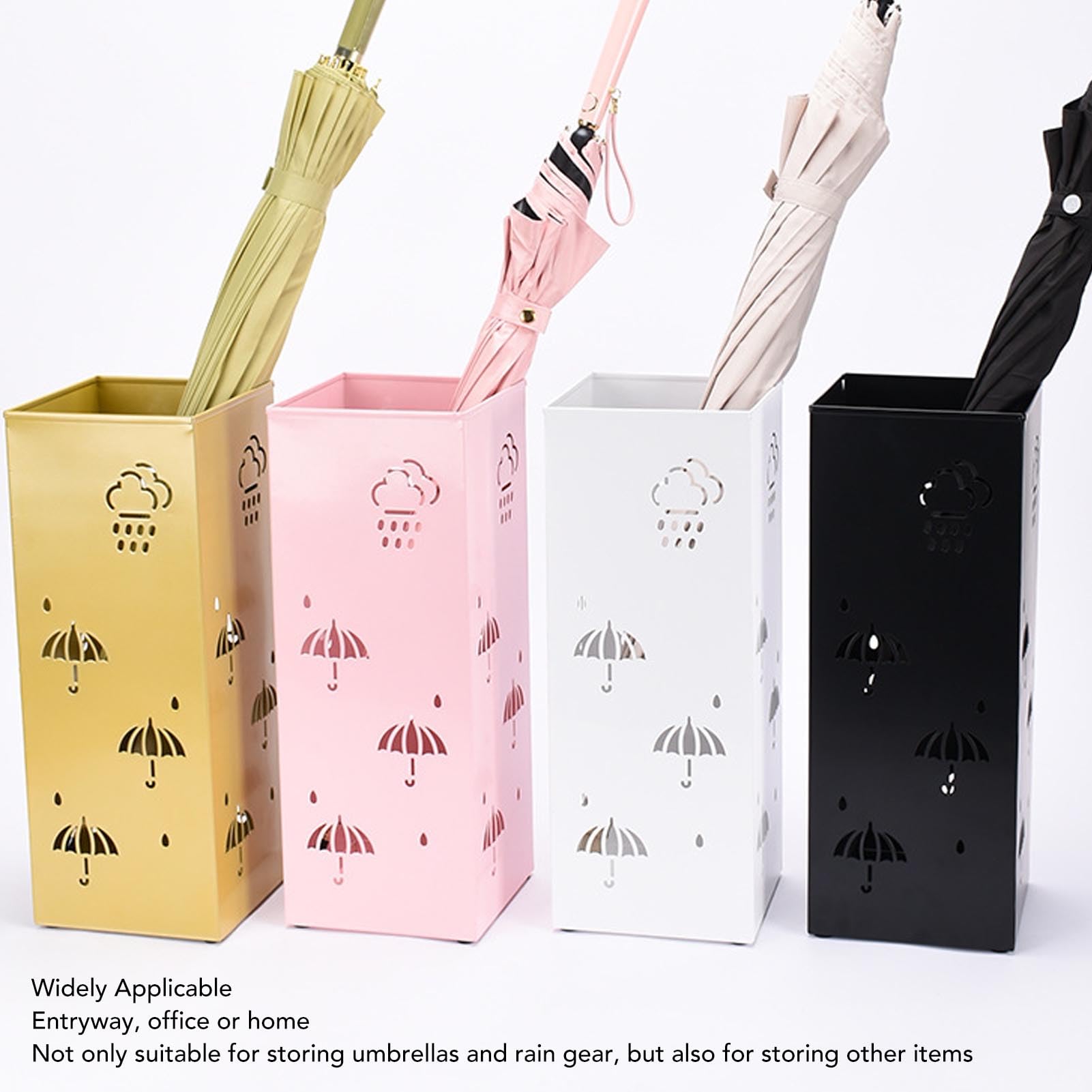 Rustproof Metal Umbrella Stand Holder for Entryway, Office & Home - Gold Umbrella Organizer Bin for Wet & Dry Umbrellas | Perfect for Foyer, Porch & Mudroom Organization
