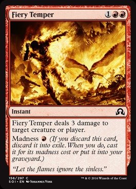 Magic The Gathering - Fiery Temper (156/297) - Shadows Over Innistrad - Collectible Trading Card Game for Strategy & Deck Building - Perfect for MTG Tournaments and Casual Play