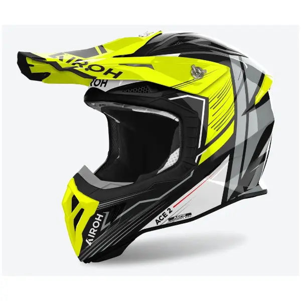 Airoh Aviator Ace 2 Motorcycle Helmet - Gloss Yellow - DOT & ECE Certified - Lightweight & Ventilated for Street & Racing - Perfect for Urban Commuting & Track Days