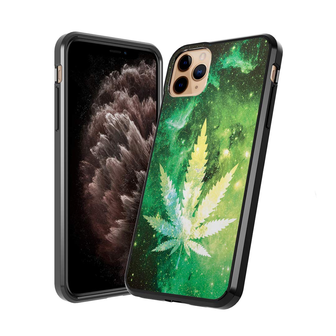 Moriko Cute Fusion Gel Case for iPhone 11 Pro - Anti-Scratch Slim Protective Cover with Soft Grip (Space Leaf Green) | Perfect for Everyday Use, Work & Travel