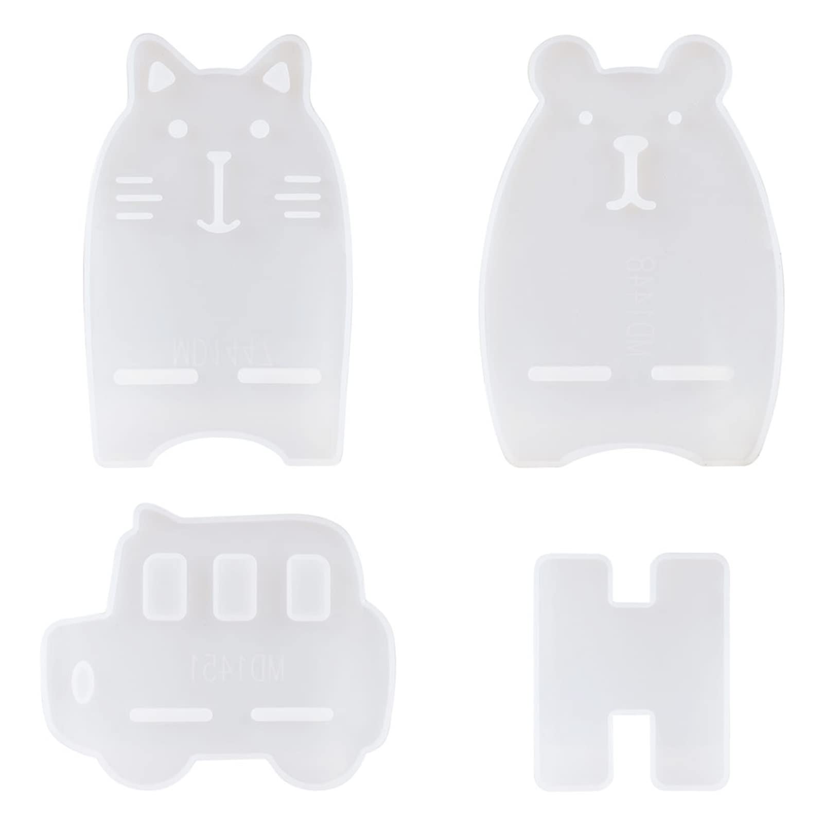Boutigem 3-Piece Resin Phone Holder Mold Set - Bear Cat Bus Shaped Silicone Molds for DIY Epoxy Resin Crafts, Unique Cell Phone Stands - Perfect for Crafting Custom Phone Holders, Desk Organizers & Gift Making