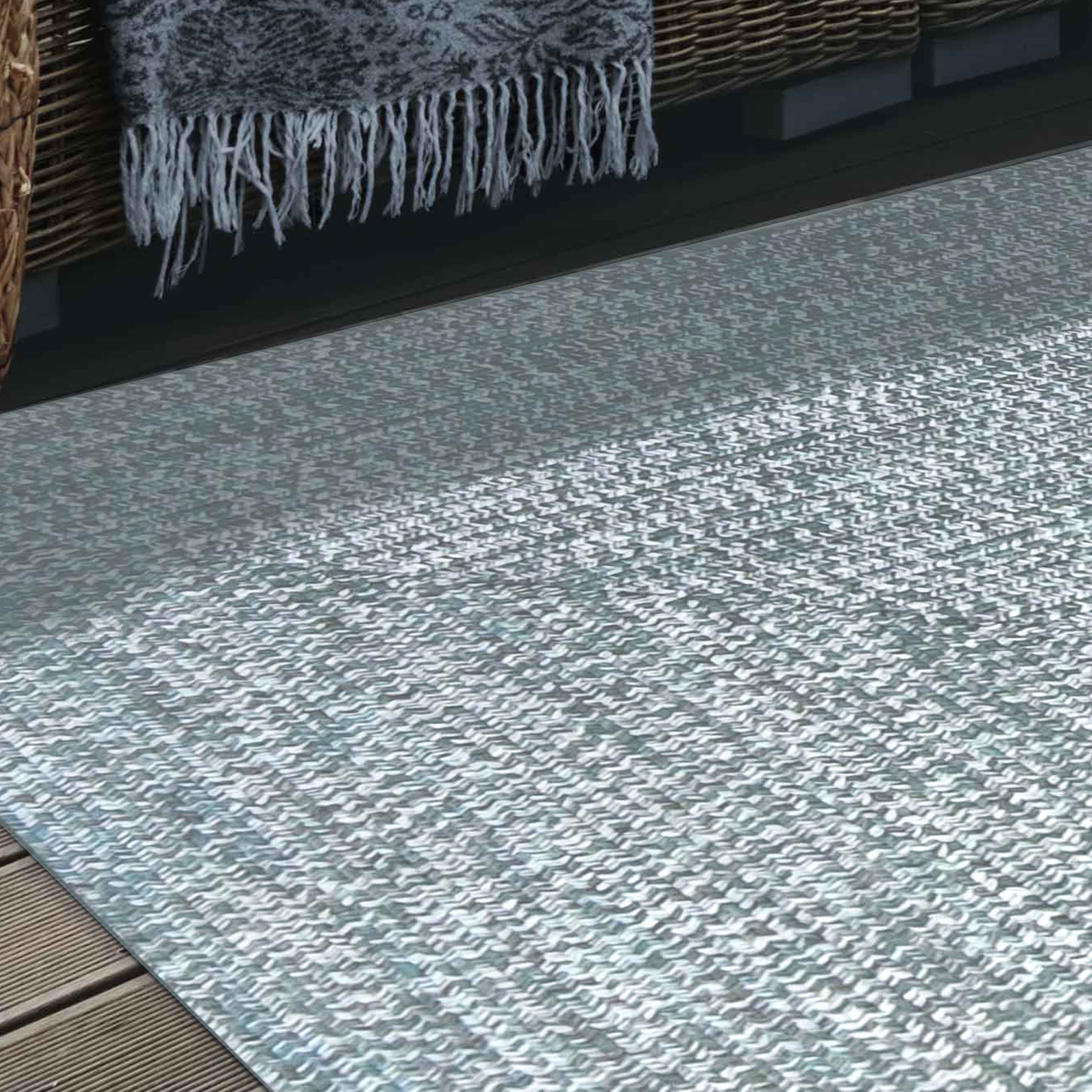 Bohemian Two-Tone Braided Area Rug - Soft Indoor/Outdoor Carpet for Living Room, Bedroom, Patio & Deck - Non-Slip Floor Mat for Home Decor