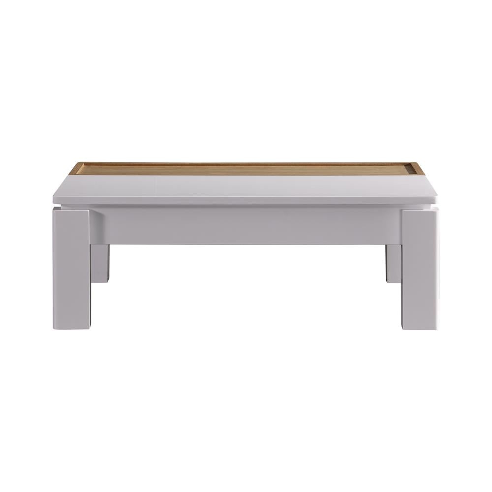 Modern White Ash Coffee Table with High Gloss Finish & Lift-Top Storage - Perfect for Living Room, Office, or Small Space Furniture