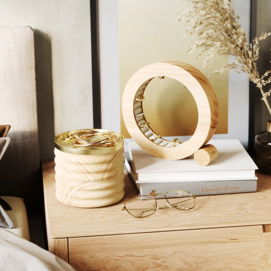 Ferris Jewelry Organizer - Natural Wood Jewelry Box for Necklaces, Rings & Earrings | Perfect for Bedroom, Bathroom & Travel Storage