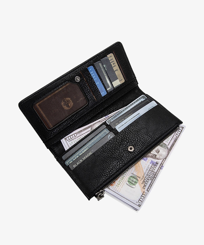 Wrangler Cow Print Zip Wallet for Men & Women - Stylish Leather Bifold Wallet with RFID Protection - Perfect for Travel, Work & Everyday Use