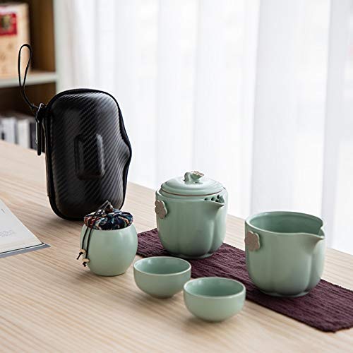 Premium Portable Kung Fu Tea Set - Ceramic Teapot & Gaiwan Cups for Travel & Tea Ceremony | Traditional Chinese Porcelain Teaware for Home, Office & Outdoor Use