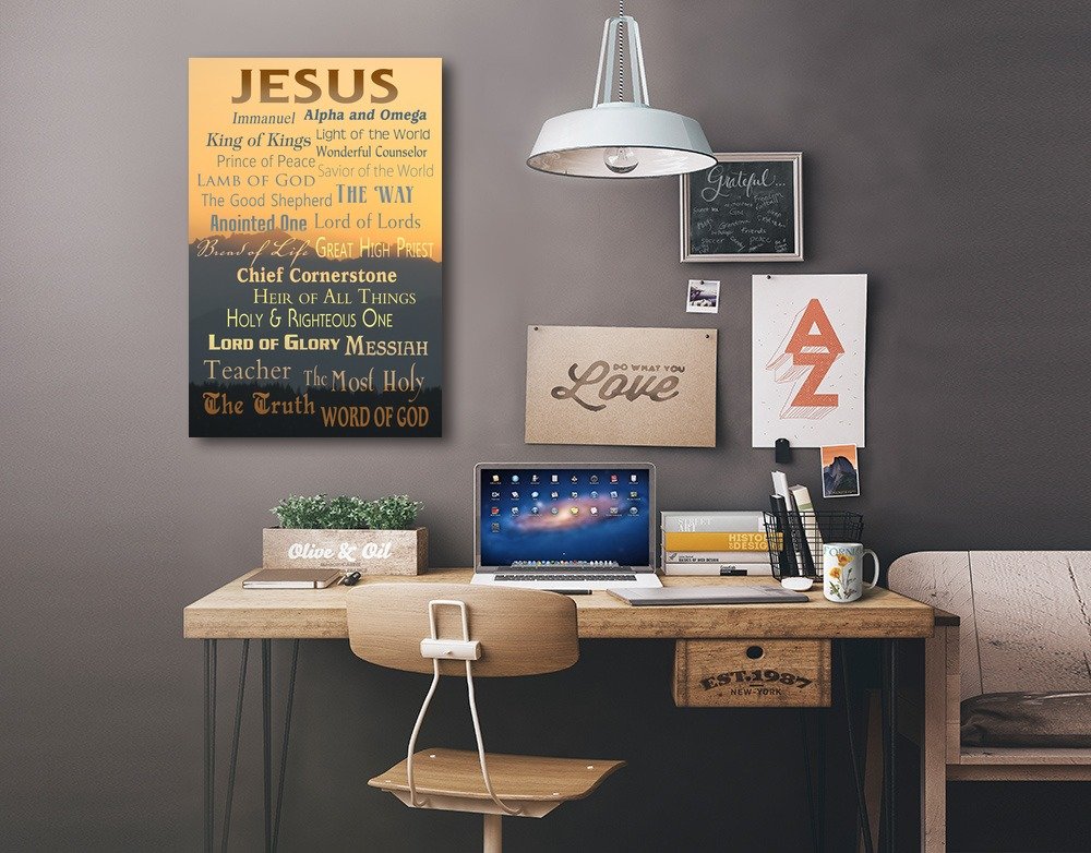 Lantern Press Names of God Inspirational Wall Art - 12x18 Wrapped Canvas Print for Home, Office & Church Decor - Religious Scripture Artwork for Faith-Based Interiors