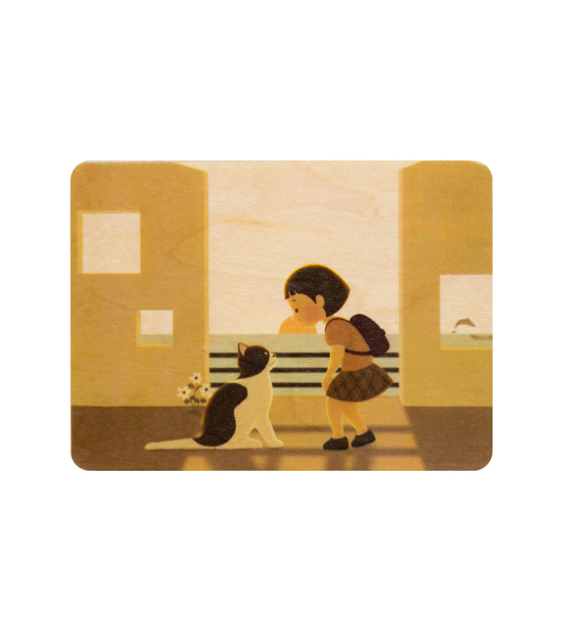 Handmade Mini Wooden Greeting Card for Girls & Cats - Perfect for Birthdays, Anniversaries & Pet Lovers | WOODHI