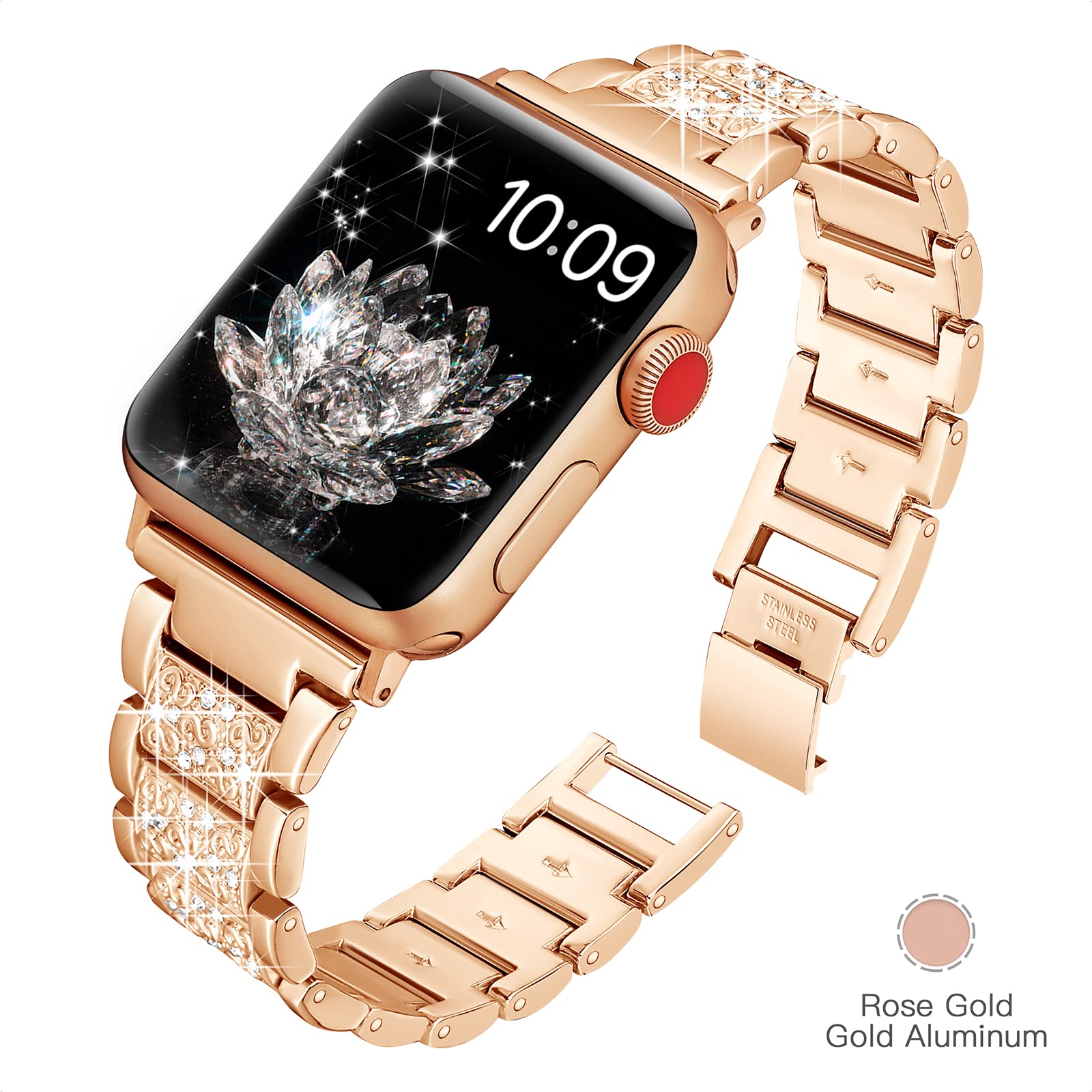 YGTIECS Bling Diamond Bracelet Compatible with Apple Watch Bands 38mm 40mm 41mm 42mm 44mm 45mm 46mm 49mm - Stylish Dressy Band for Women, iWatch Ultra 2/1 Series 10/9/8/7/6/5/4/3/2/1 SE - Perfect for Parties, Weddings & Everyday Elegance