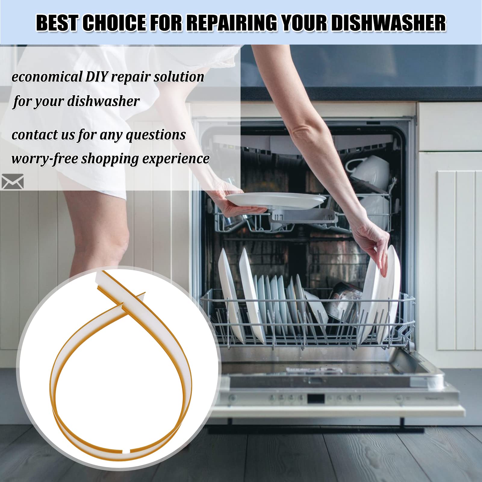 Frigidaire/Kenmore Dishwasher Bottom Door Seal Gasket Replacement - Compatible with Models 154297601, 154576501, 154759101, AP5809675, PS9495545 (Part# 809006501) - Fix Leaks & Improve Dishwasher Performance for Quiet Operation