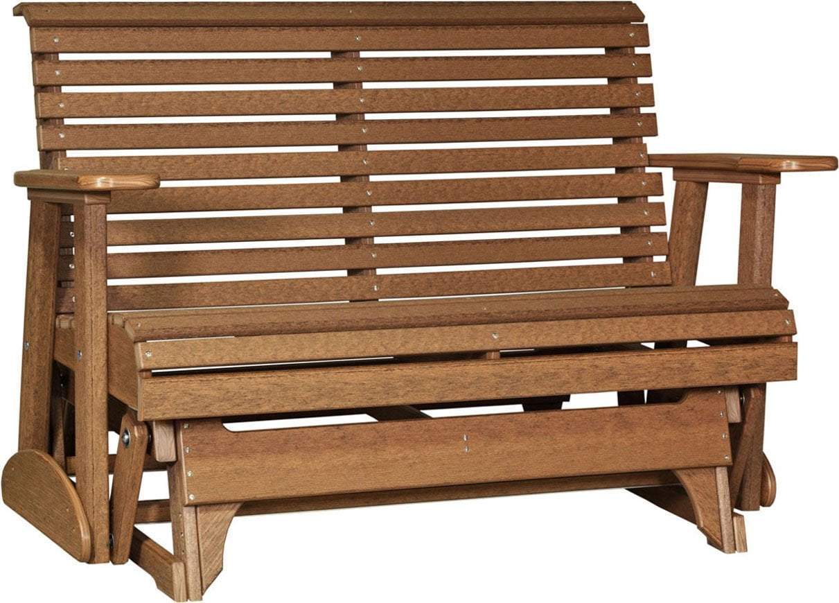 LuxCraft 4-Foot Rollback Recycled Plastic Outdoor Glider Bench - Perfect for Patio, Garden, Deck & Porch Relaxation