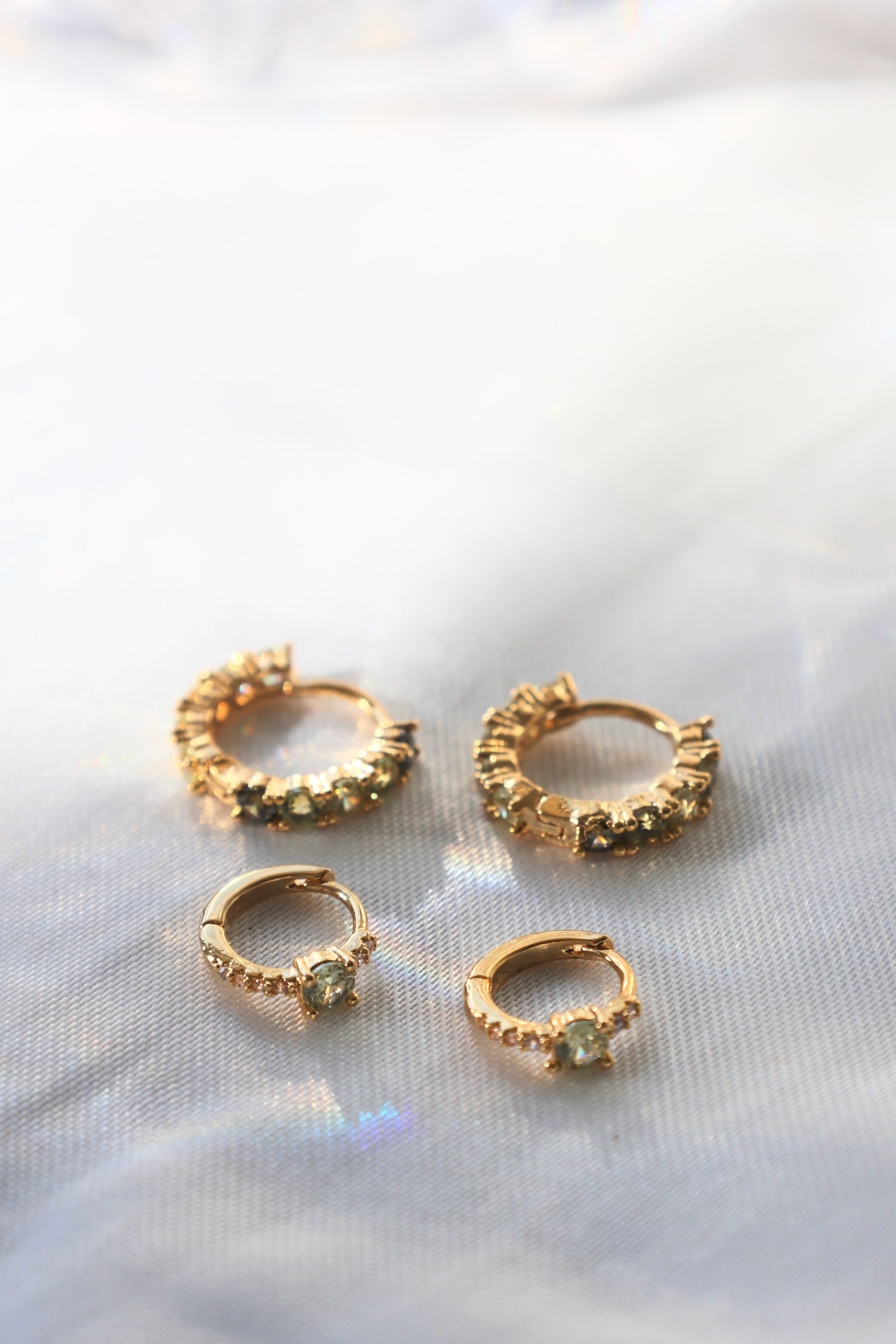 Gemstone Huggie Hoop Earrings Set - Dainty & Elegant Jewelry for Women - Perfect for Everyday Wear, Parties & Gifts