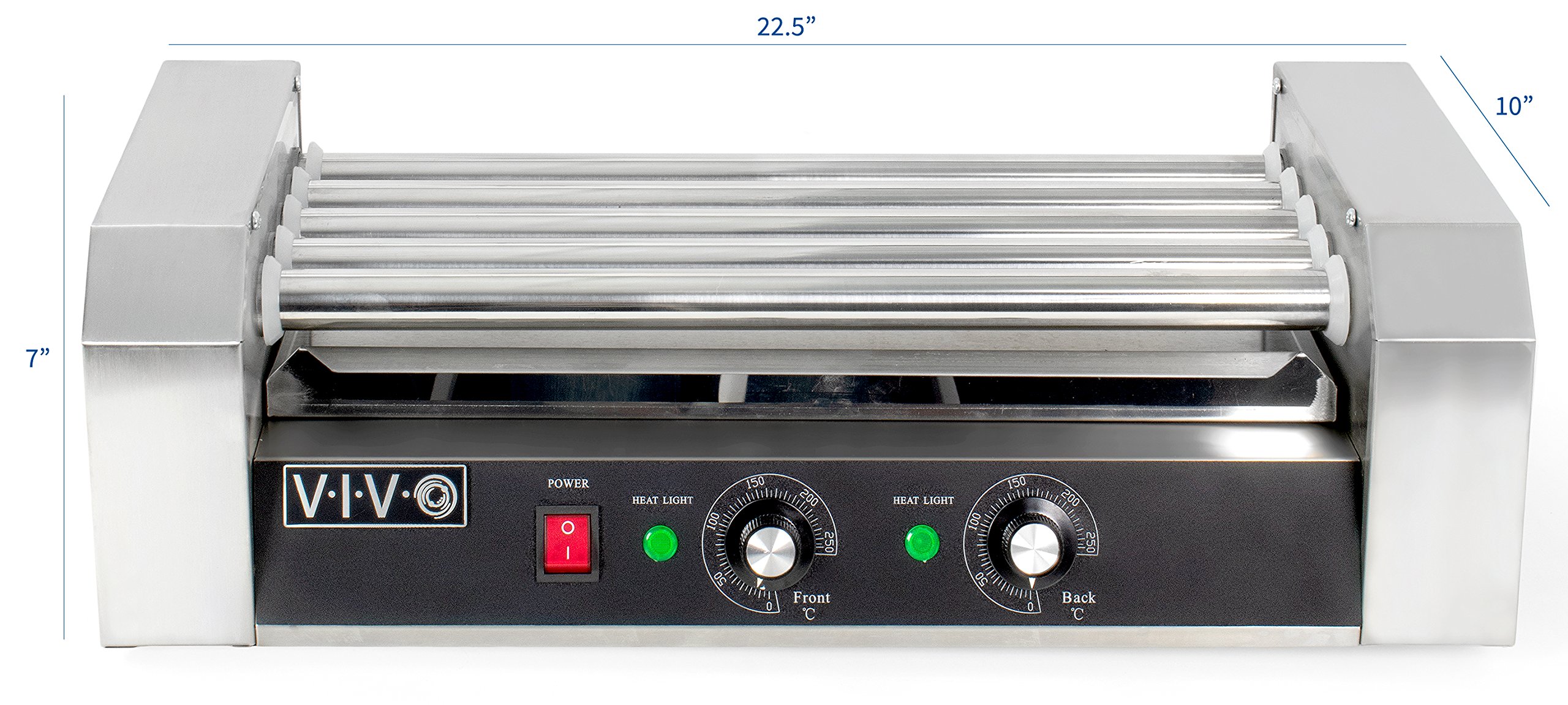 VIVO Electric 12 Hot Dog 5 Roller Grill Cooker Warmer, 750W Commercial & Household Stainless Steel Hot Dog Machine (HOTDG-V005) - Perfect for Restaurants, Food Trucks, Parties, and Home Use