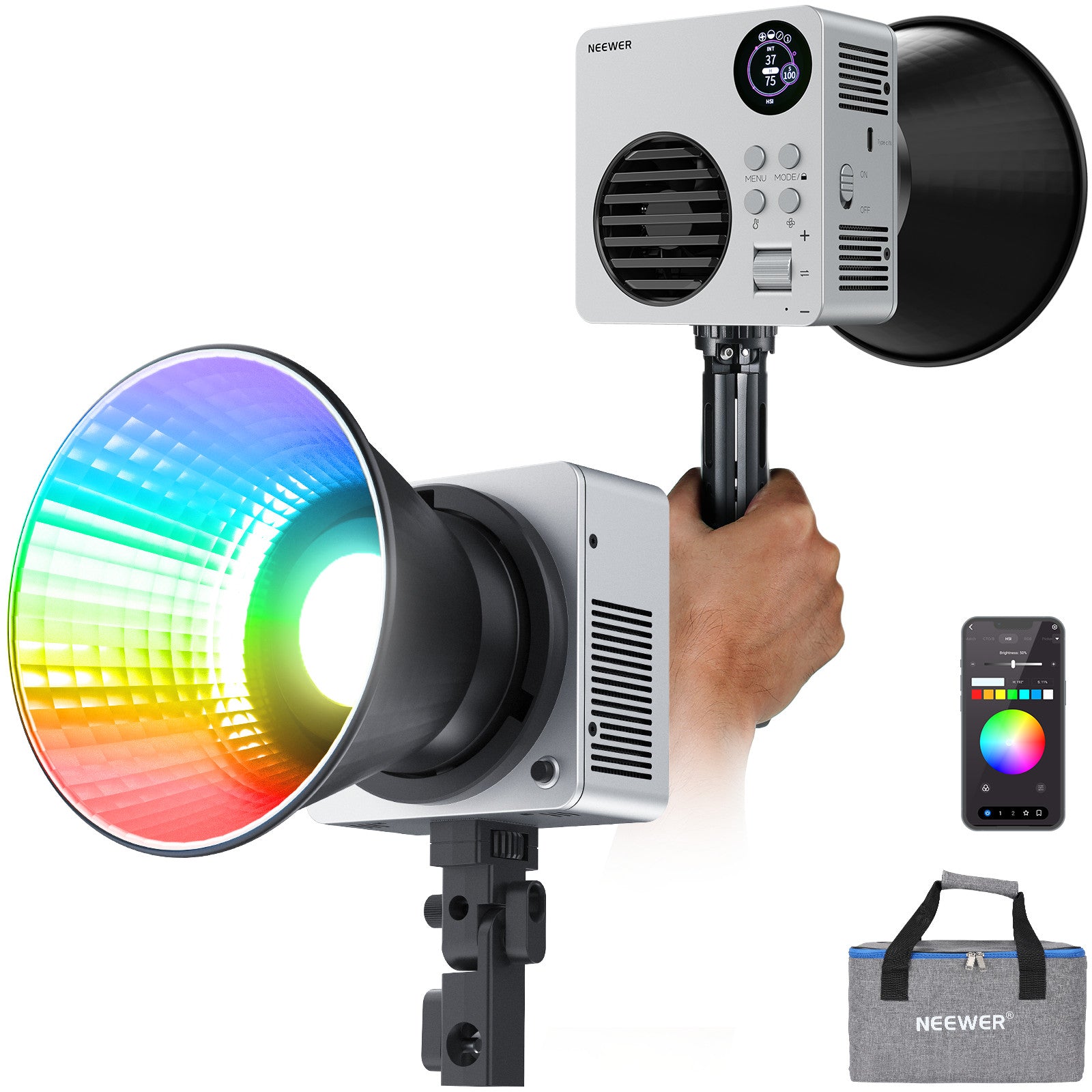 NEEWER HB80C 80W RGBWW Mini COB LED Video Light - Professional Continuous Lighting for Photography, Videography & Live Streaming - Perfect for YouTube, TikTok & Studio Productions