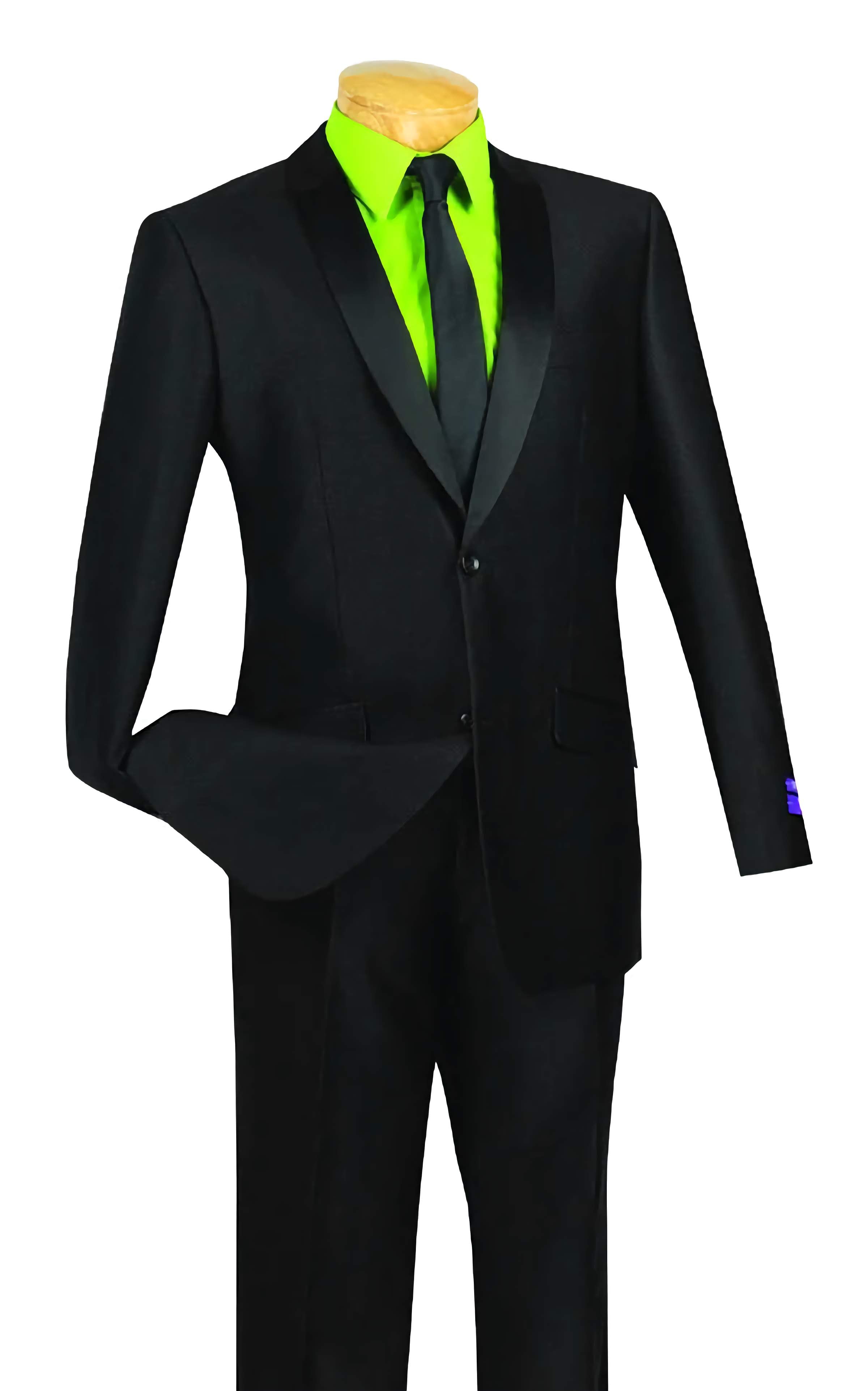 Slim Fit Shiny Sharkskin Men's 2 Piece Suit in Black | Formal Business Attire & Wedding Suit for Groomsmen