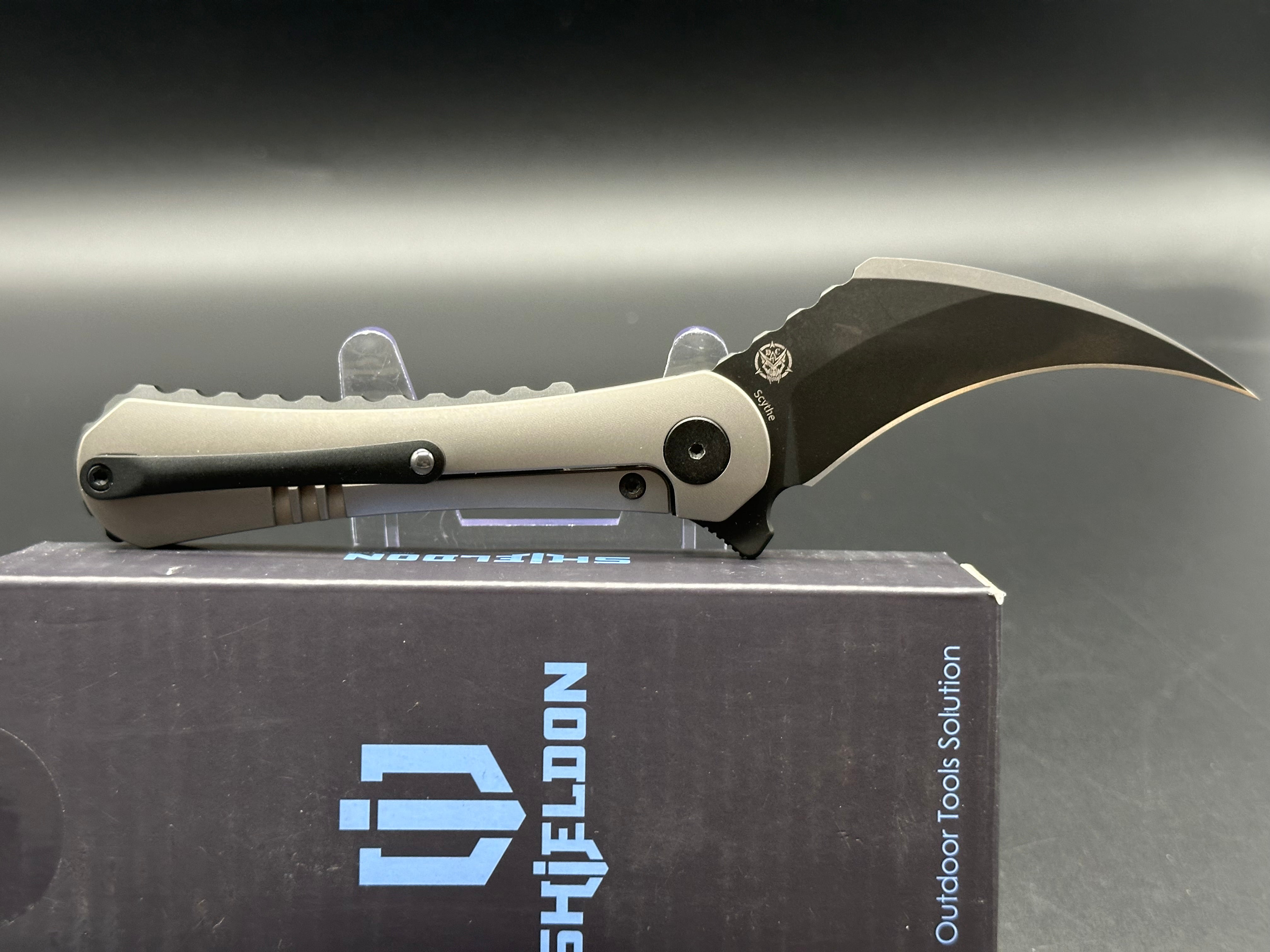 Shieldon Scythe XL Titanium Handle with S35VN Blade - Premium Outdoor Survival Knife for Camping, Hunting & Bushcraft