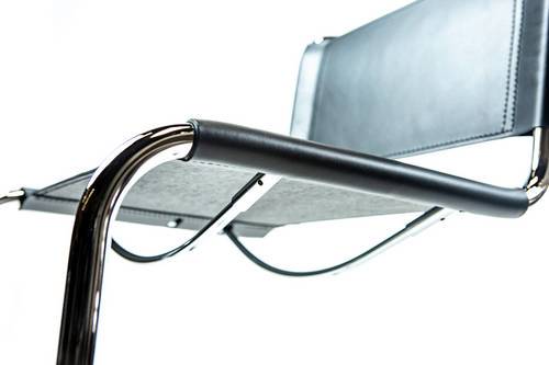 Mart Stam Cantilever Armchair - Black Leather Modern Office Chair for Home & Office - Mid-Century Design Ergonomic Seating for Living Room, Lounge & Workspace