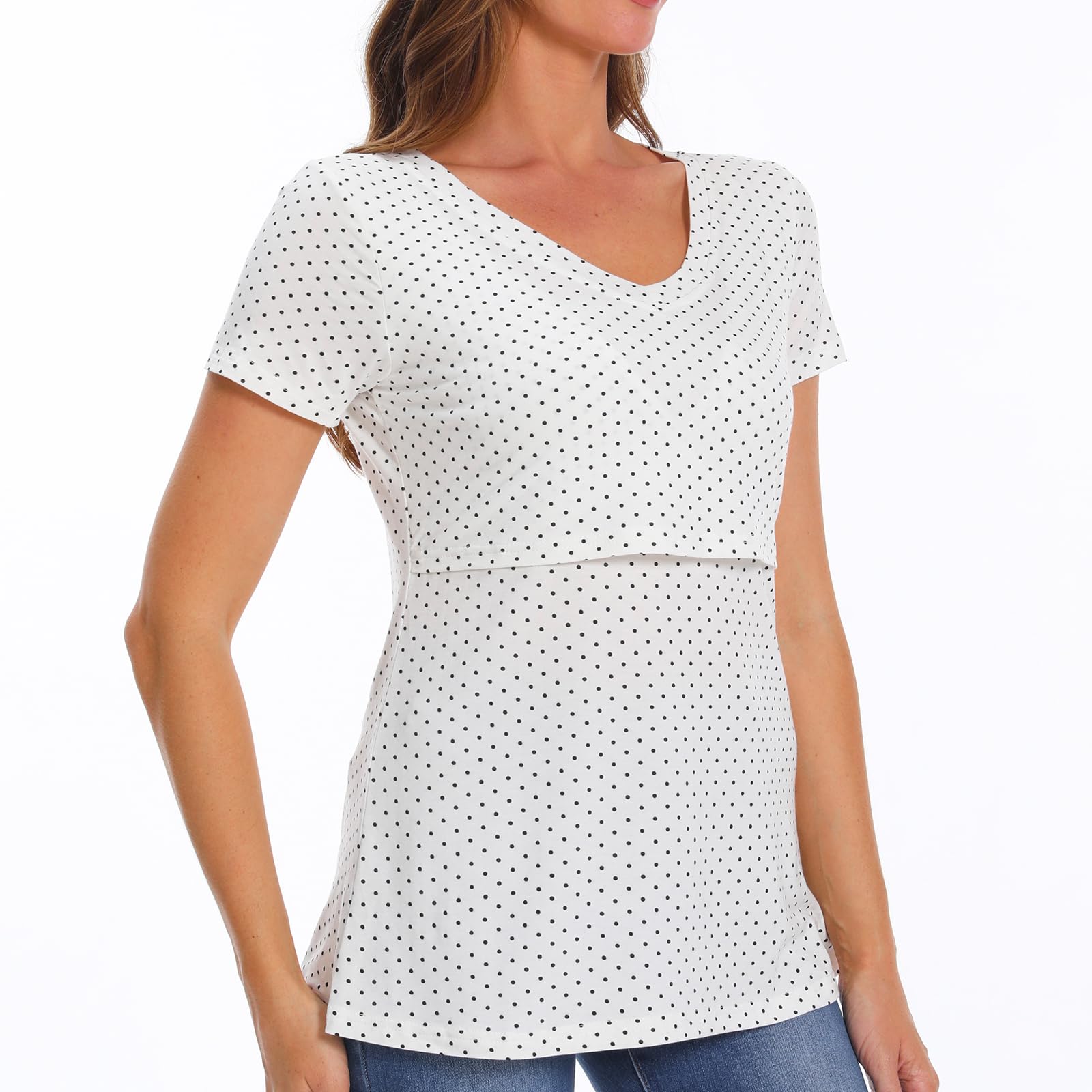 Bearsland Women's 3-Pack V-Neck Nursing Tops - Soft Maternity Breastfeeding Shirts for Comfortable Nursing & Pumping - Perfect for New Moms, Hospital Visits & Everyday Wear
