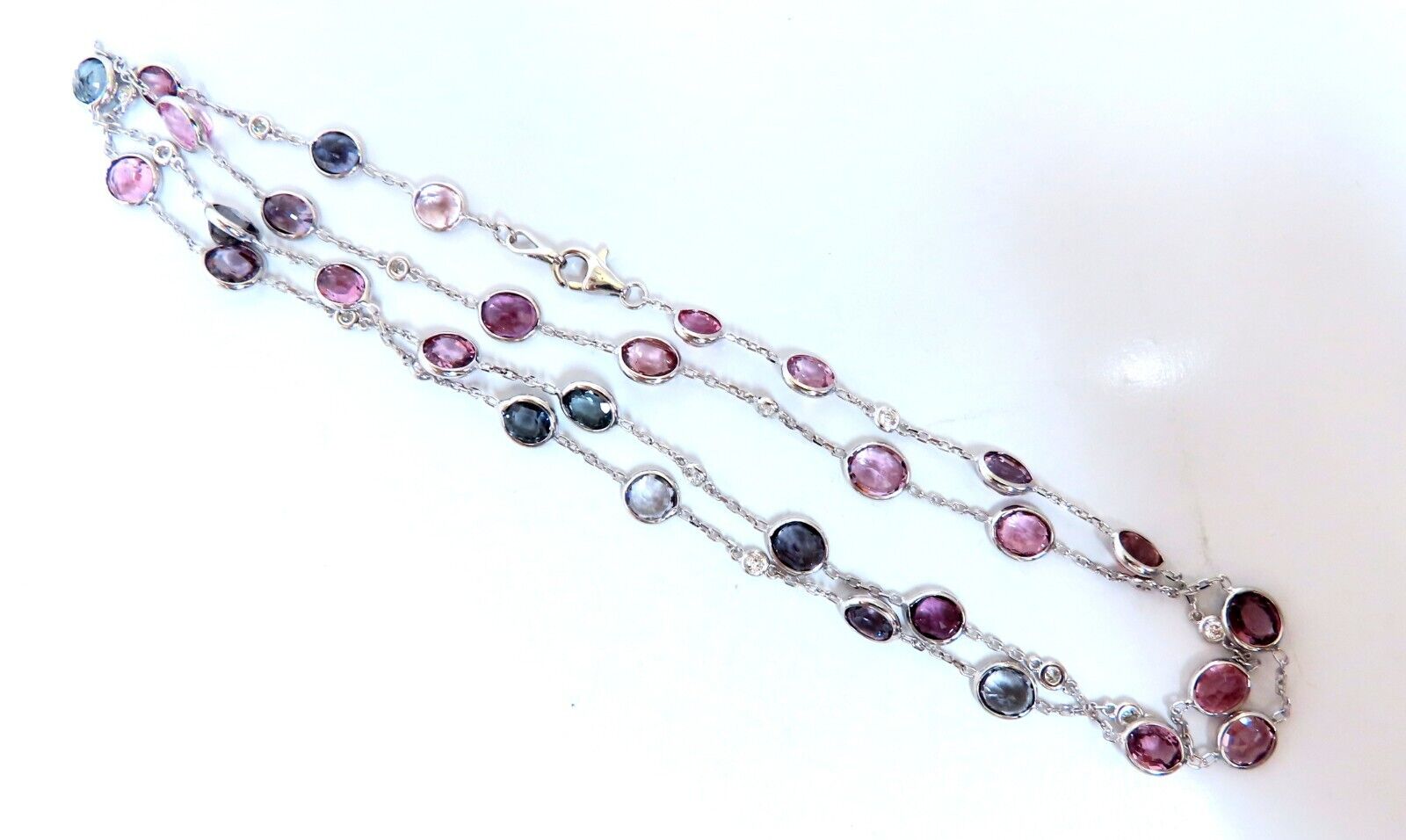25.10ct Multi-Colored Natural Spinel Diamond Necklace - 25 Inch 14K Gold Chain for Women - Perfect for Weddings, Parties & Special Occasions