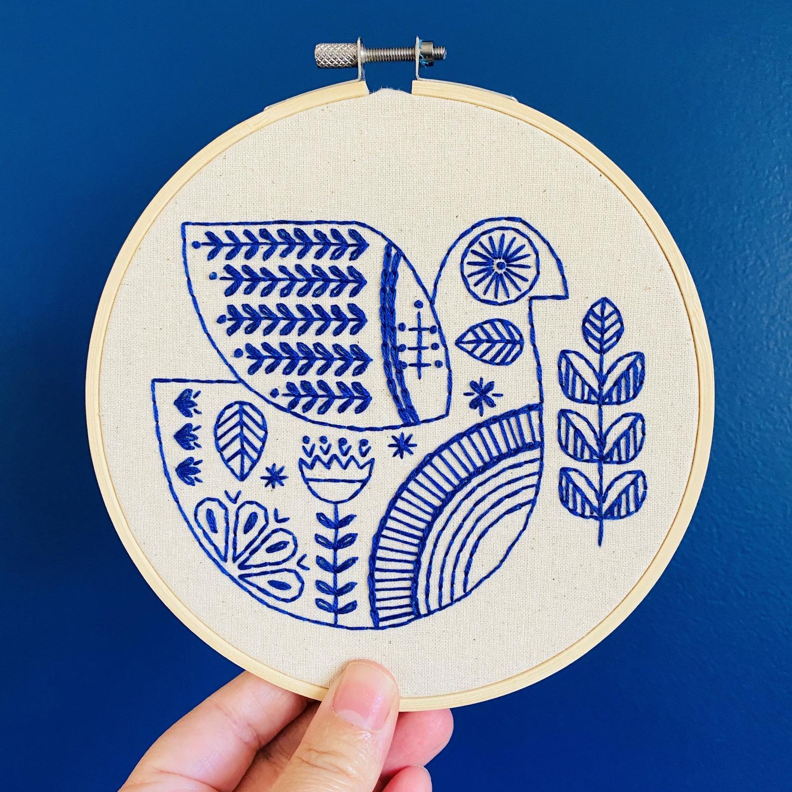 Hygge Dove Hand Embroidery Kit for Beginners - DIY Embroidery Set with Hoop, Thread & Needles - Perfect for Home Decor, Gifts & Relaxation Therapy