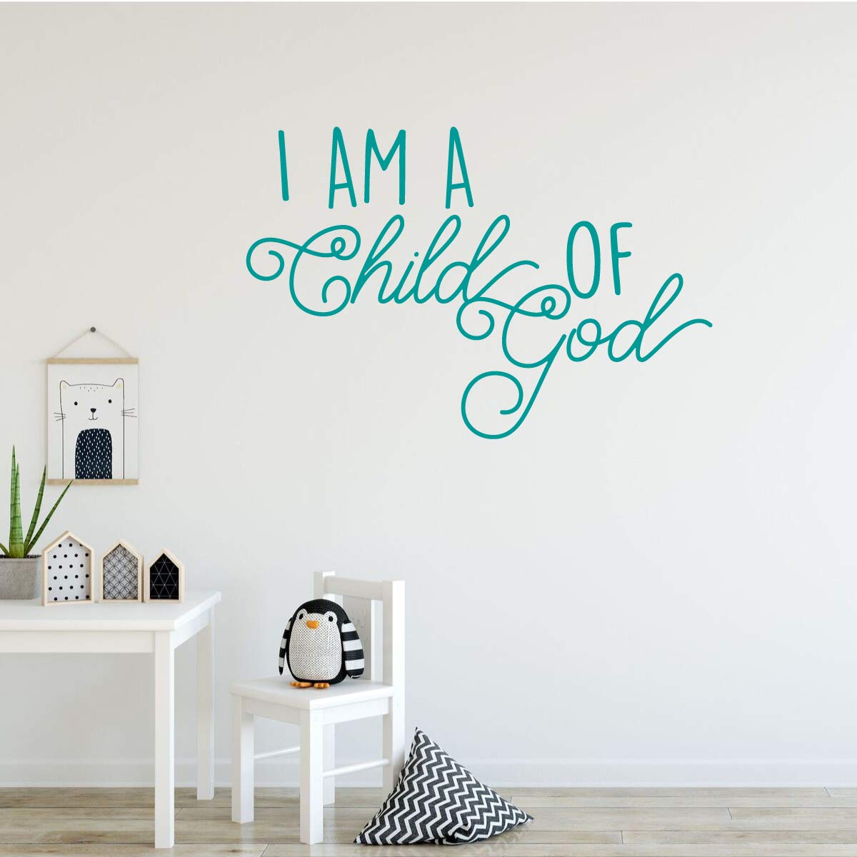 I Am a Child of God Vinyl Wall Decal - Inspirational Christian Home Decor for Playroom, Nursery, Kids Bedroom & Church - Perfect for Sunday School, Baptism Gifts & Faith-Based Room Decor
