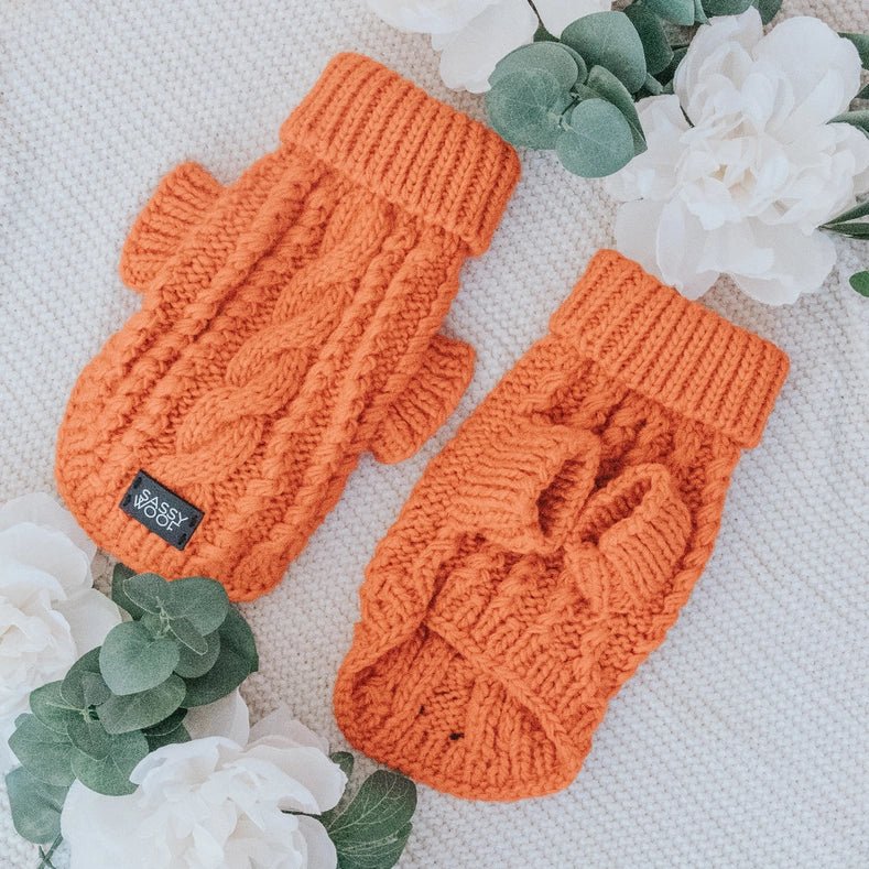 Cozy Orange Cable Knit Sweater for Women - Soft Winter Pullover for Casual Outfits & Holiday Gatherings
