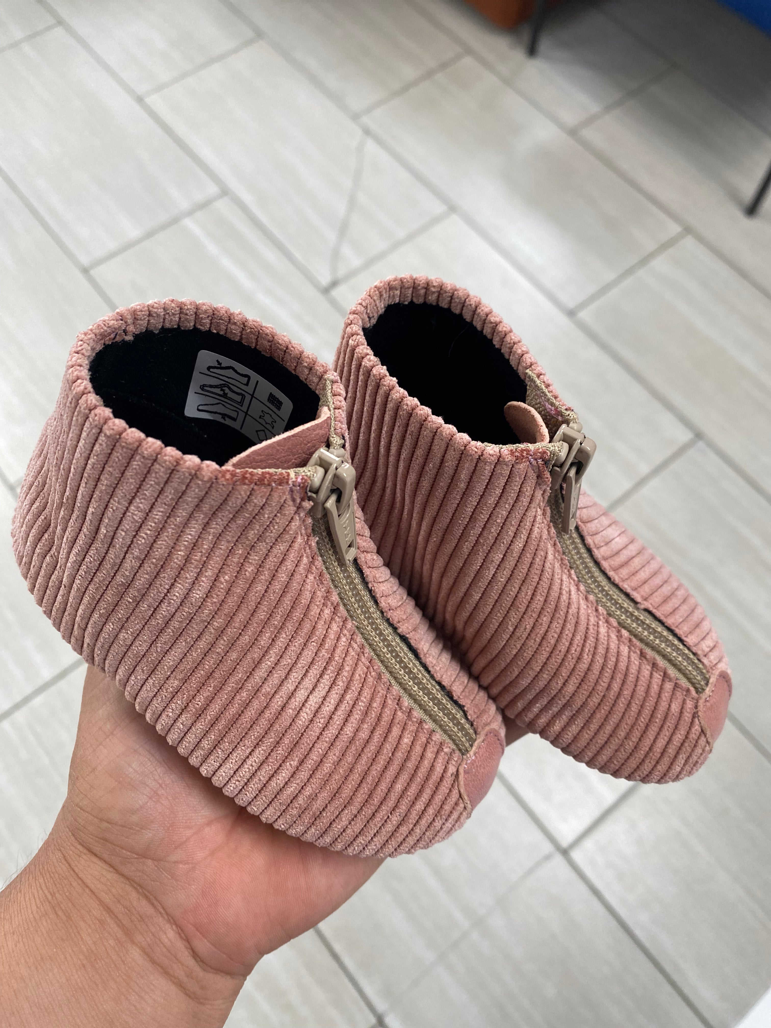 Pepe Rose Corduroy Baby Booties - Soft & Comfortable Infant Shoes for Newborns & Toddlers - Perfect for Everyday Wear, Photo Shoots & Special Occasions