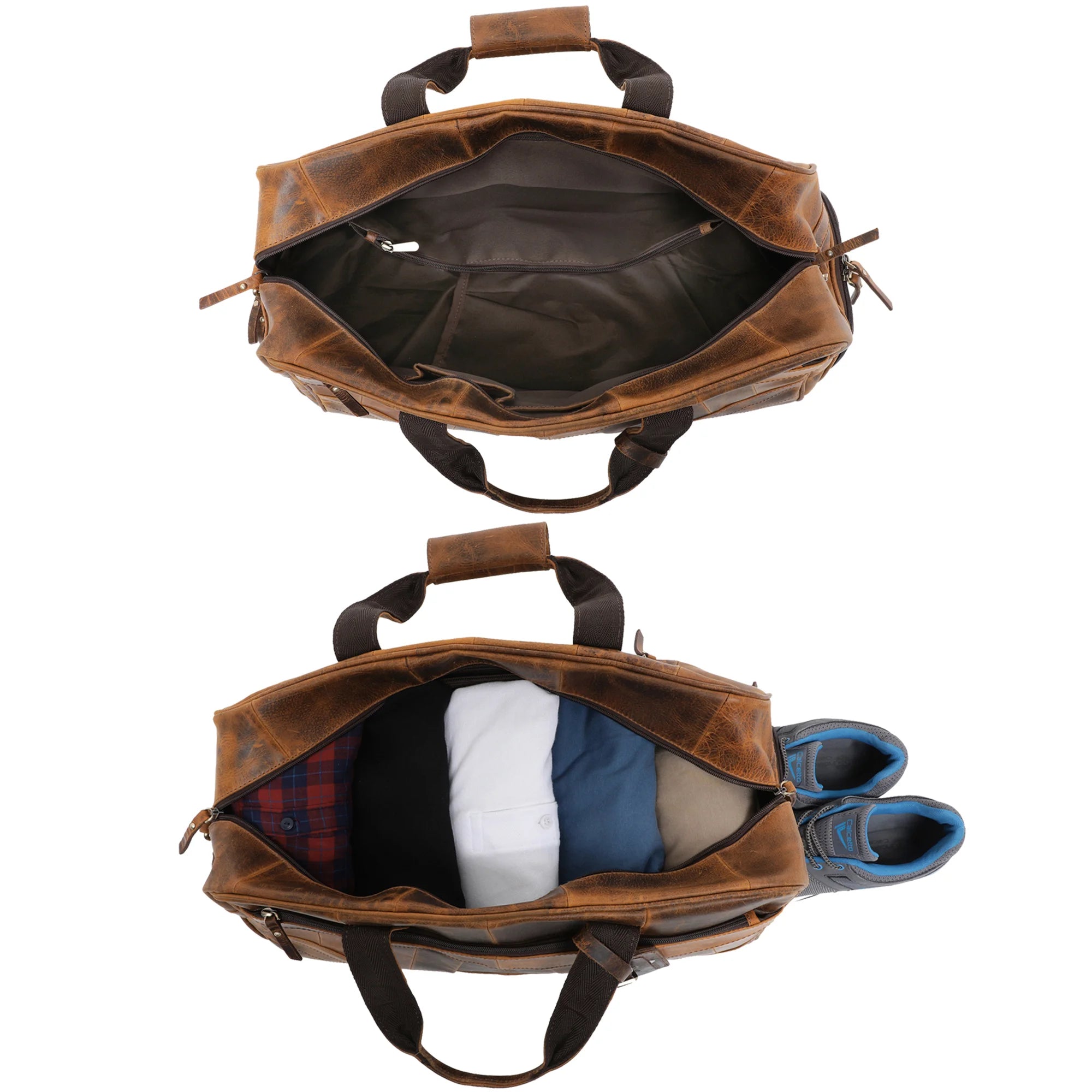 Premium John Leather Travel Duffle Bag - Waterproof & Spacious Carry-On Luggage for Men & Women - Perfect for Gym, Weekend Trips & Business Travel