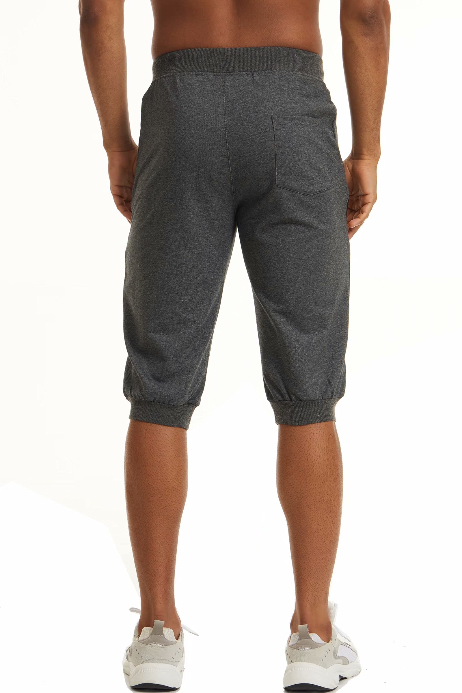 MAGCOMSEN Men's 3/4 Length Jogger Sweatpants with Zipper Pockets - Athletic Running Training Workout Capri Pants for Gym, Yoga & Casual Wear